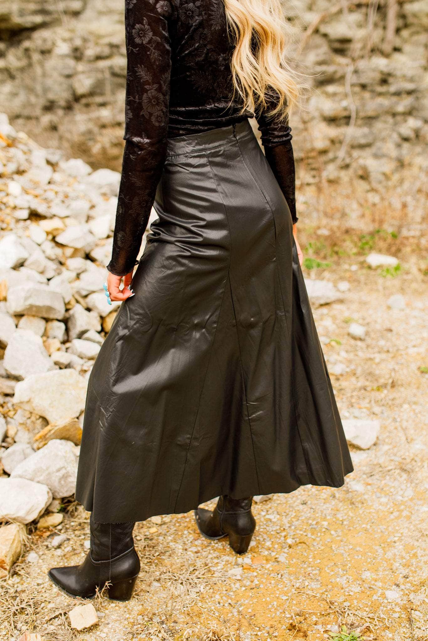 Faux Leather Maxi Skirt