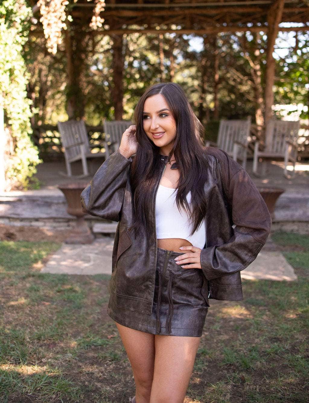 Espresso Faux Leather Mini Skirt