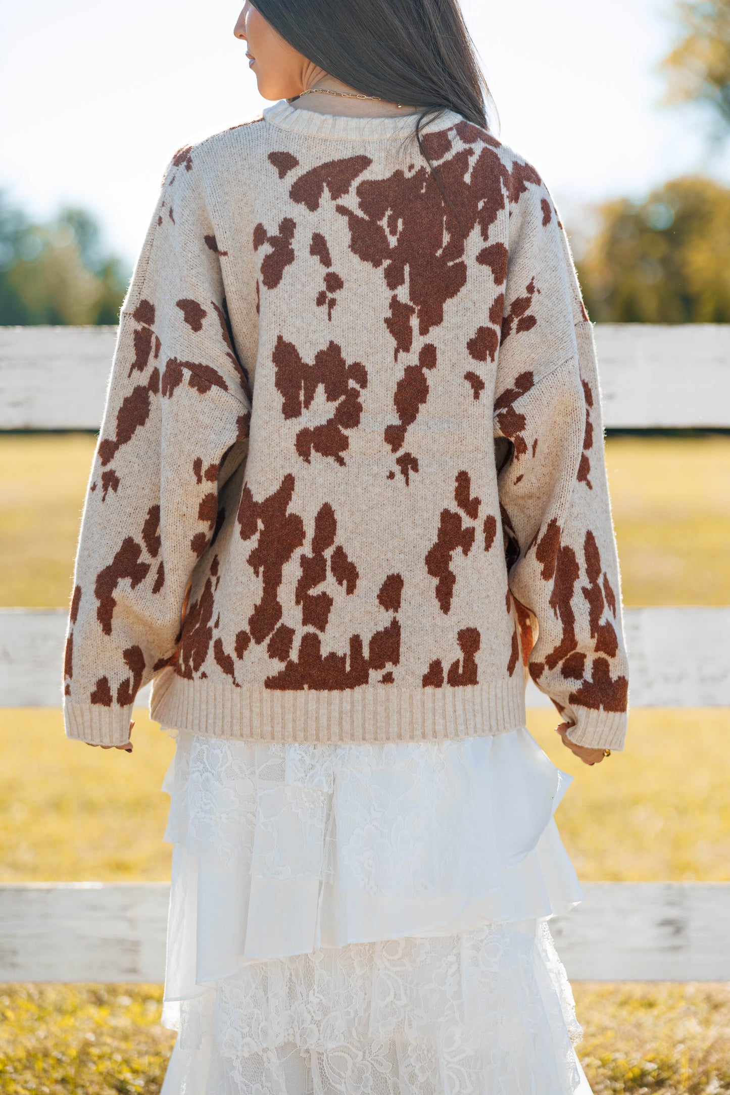Oversized Cow Print Sweater