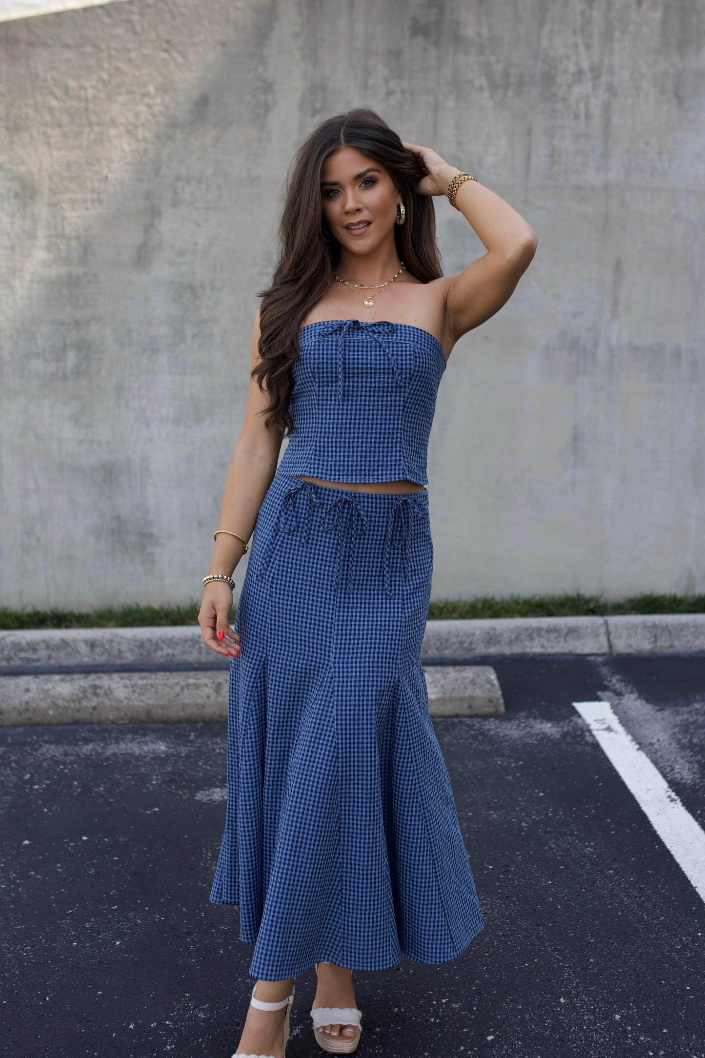 Indigo Gingham Skirt