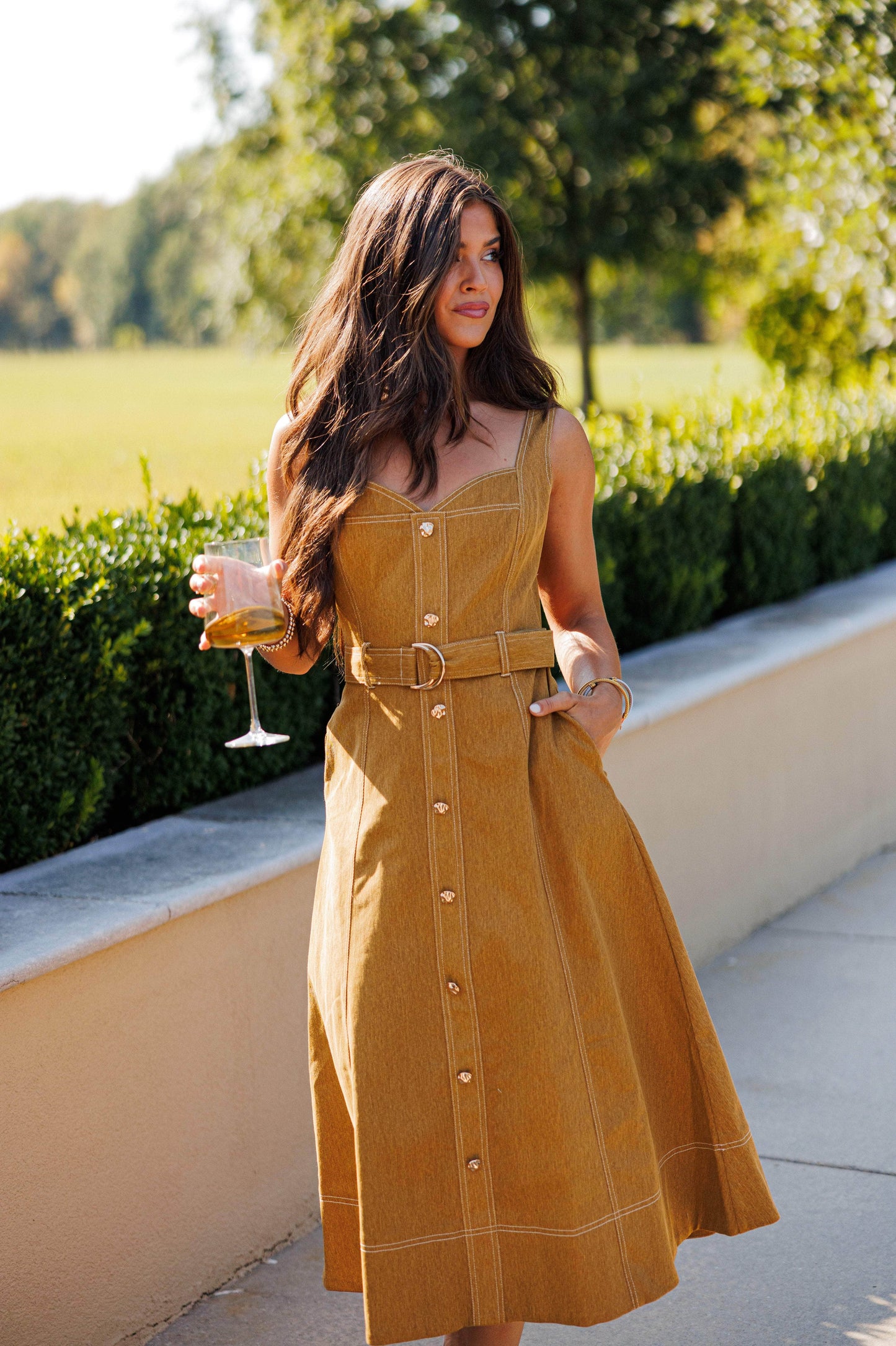 Amber Leaves Midi Dress