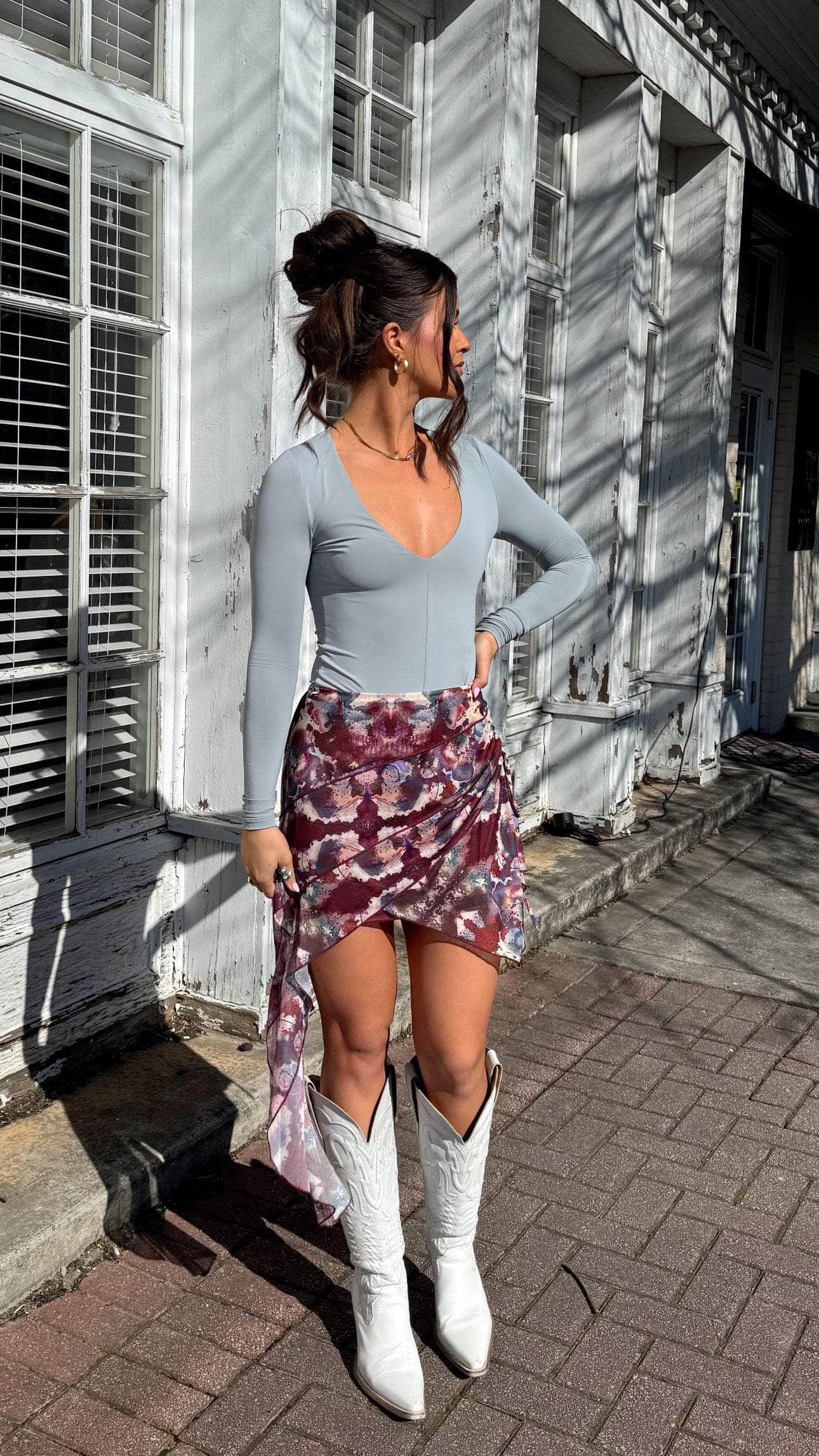 Asymmetric Floral Mini Skirt