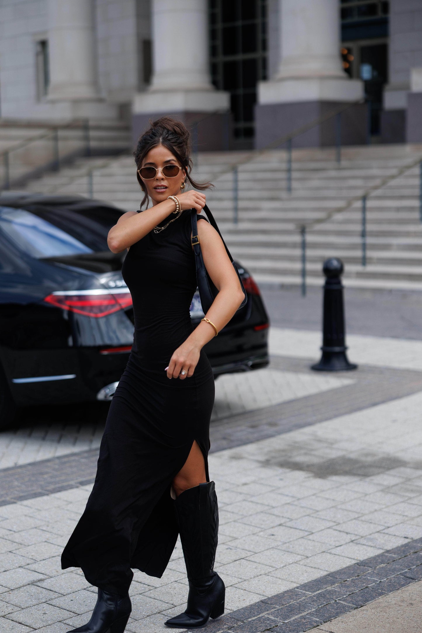 Asymmetric Neck Maxi Dress