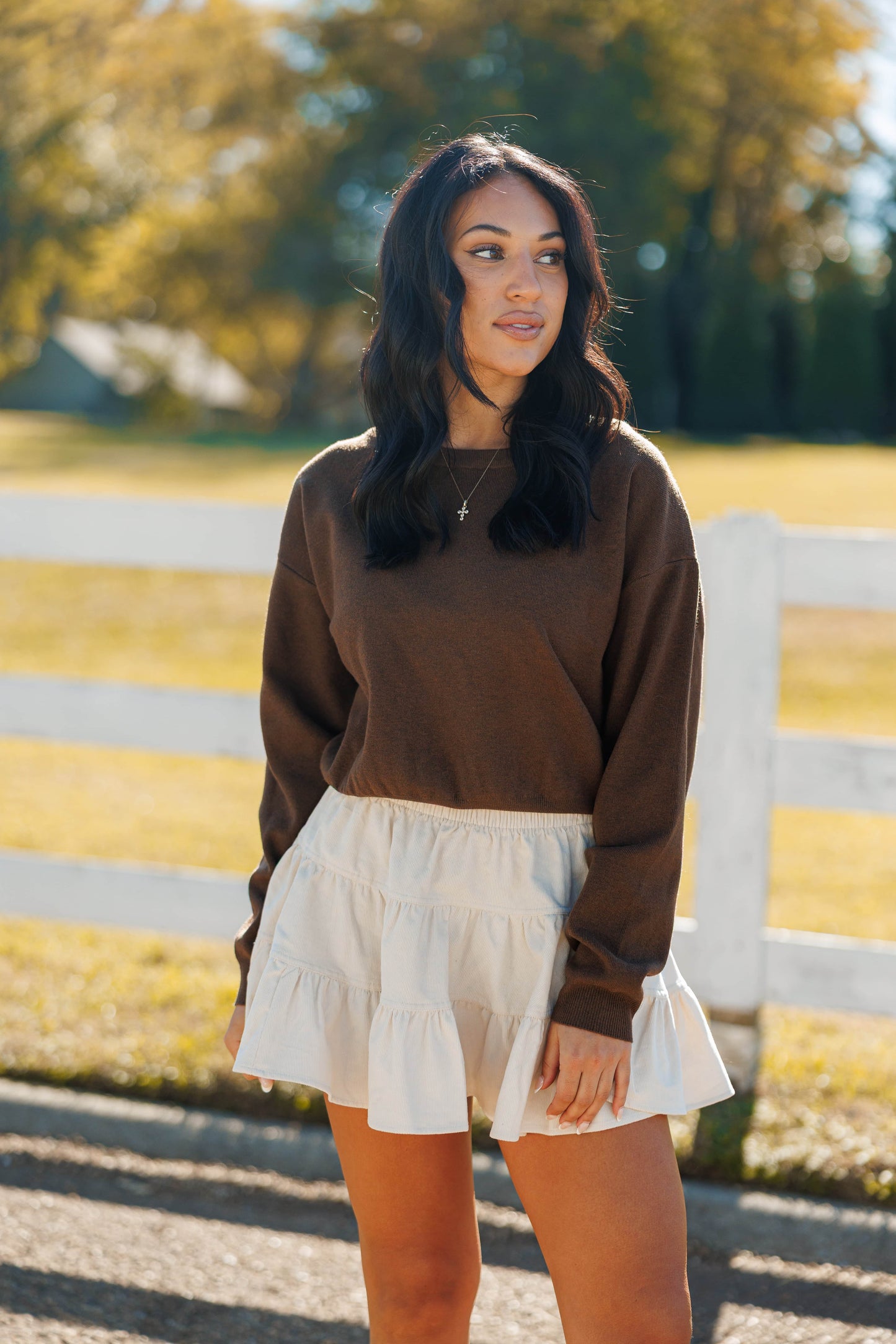 Beige Corduroy Mini Skirt