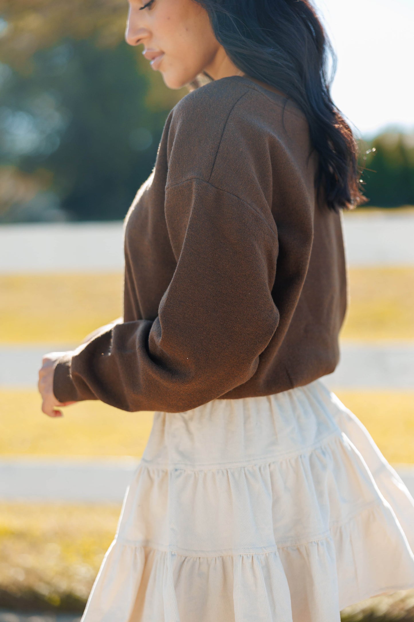 Beige Corduroy Mini Skirt