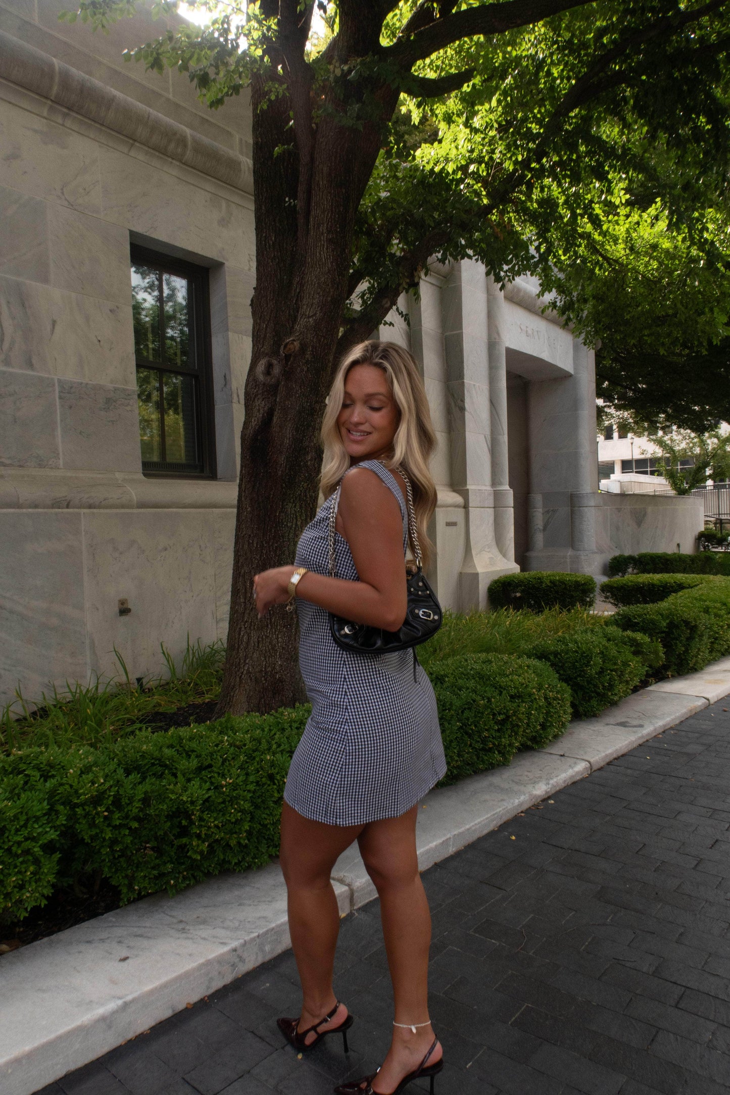 Black Gingham Mini Dress