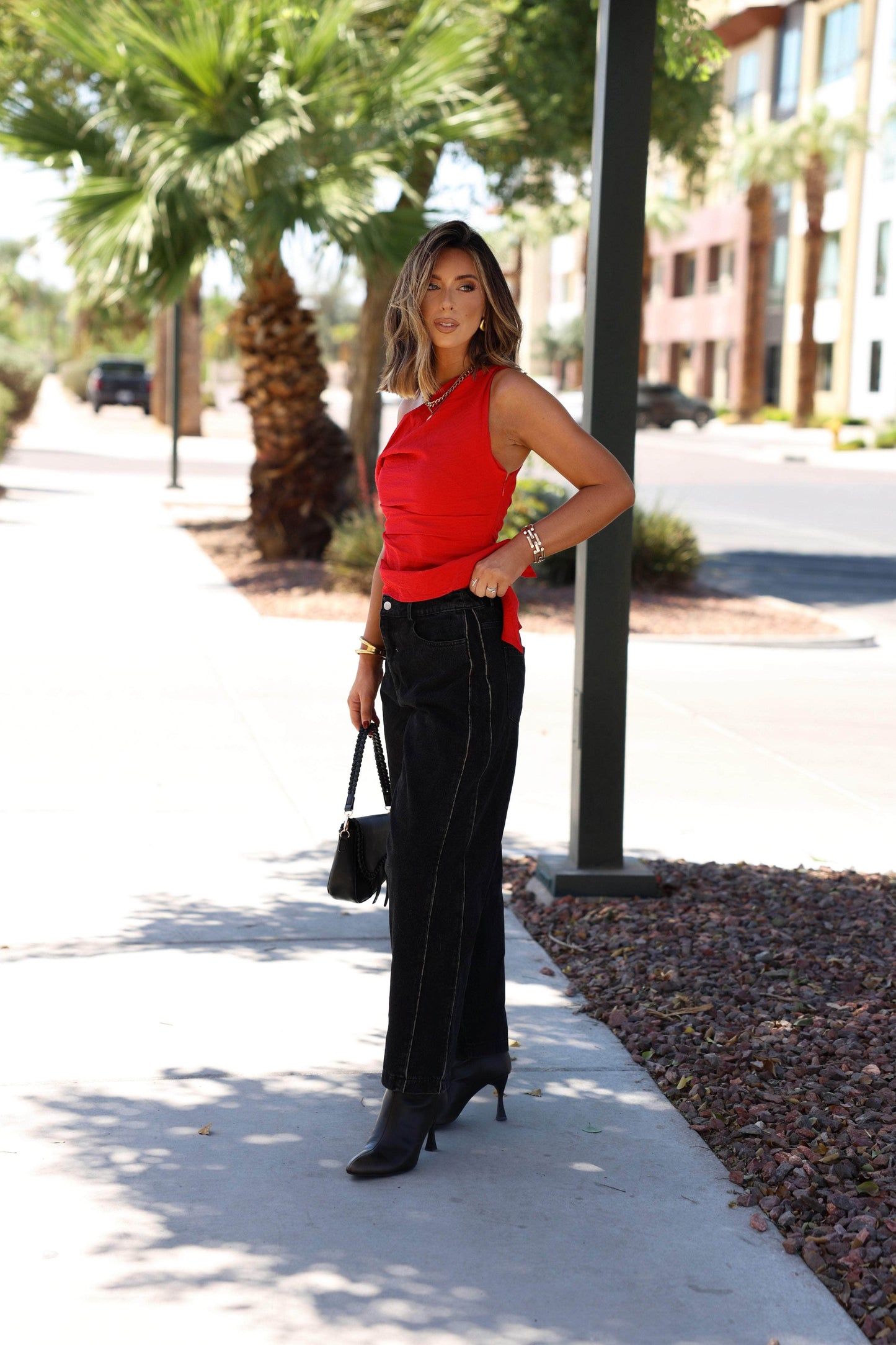 Black Leopard Piping Detail Barrel Jean