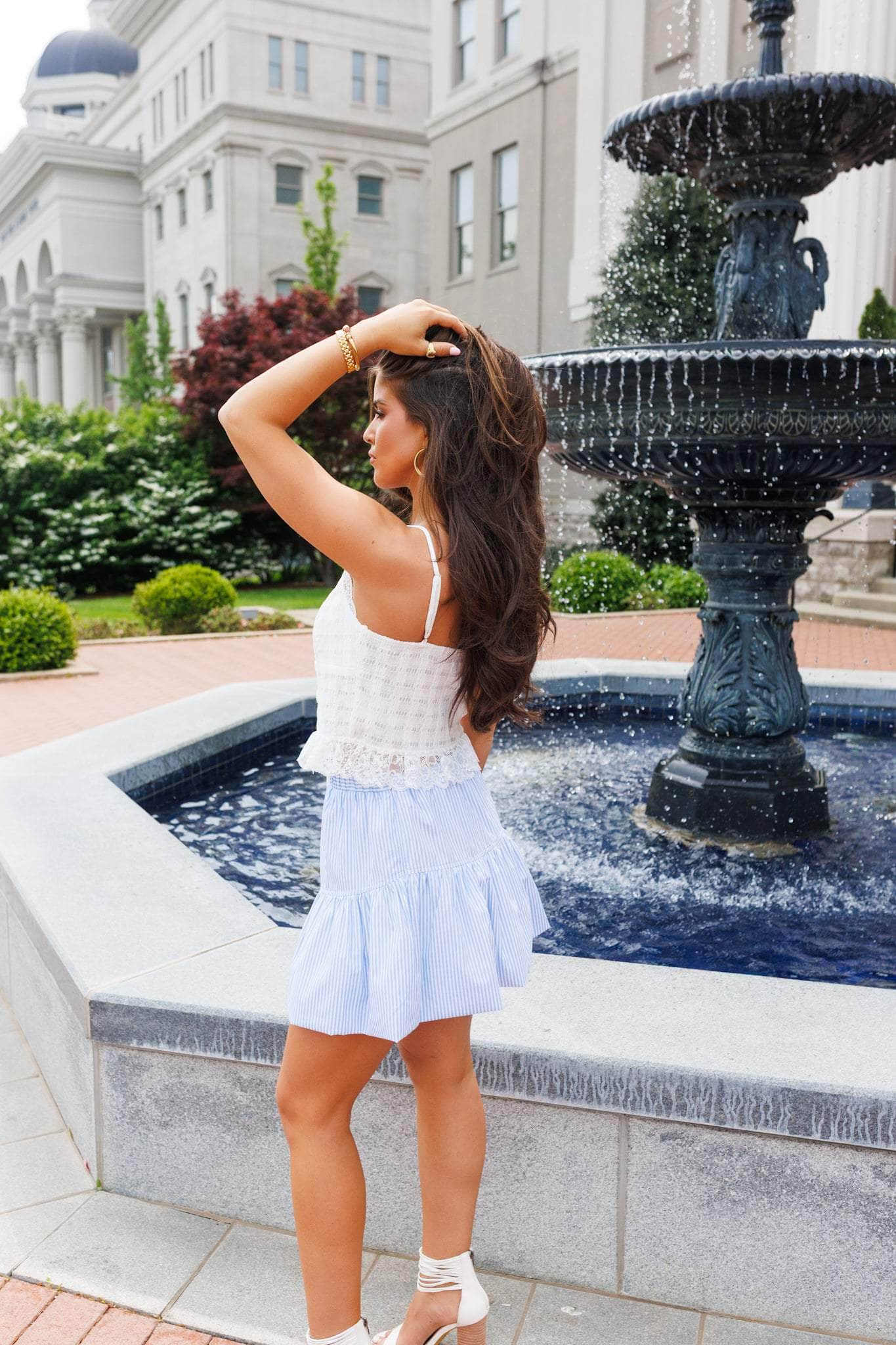 Blue Striped Bubble Skirt