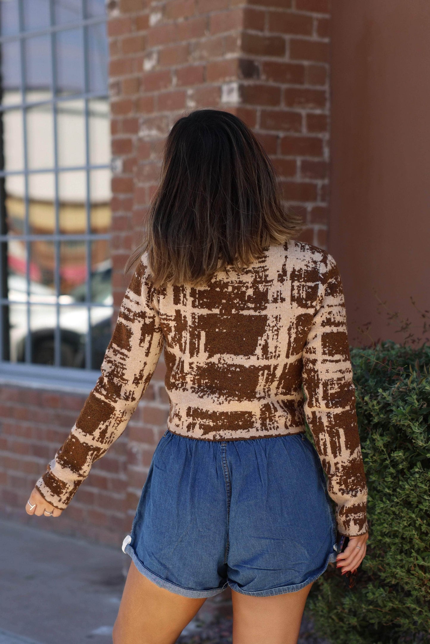 Brown Abstract Print Cardigan