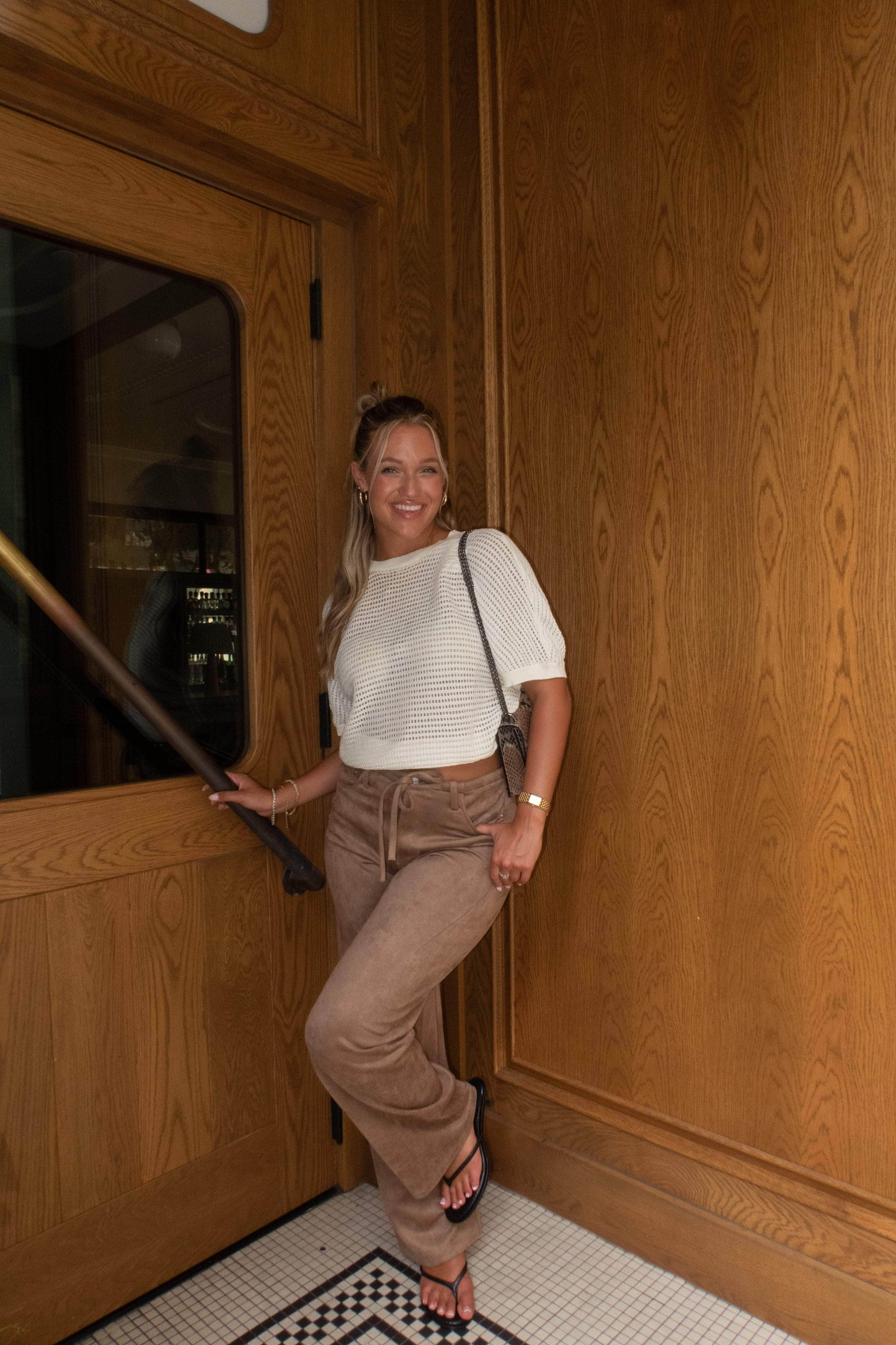 Brown Suede Drawstring Pants