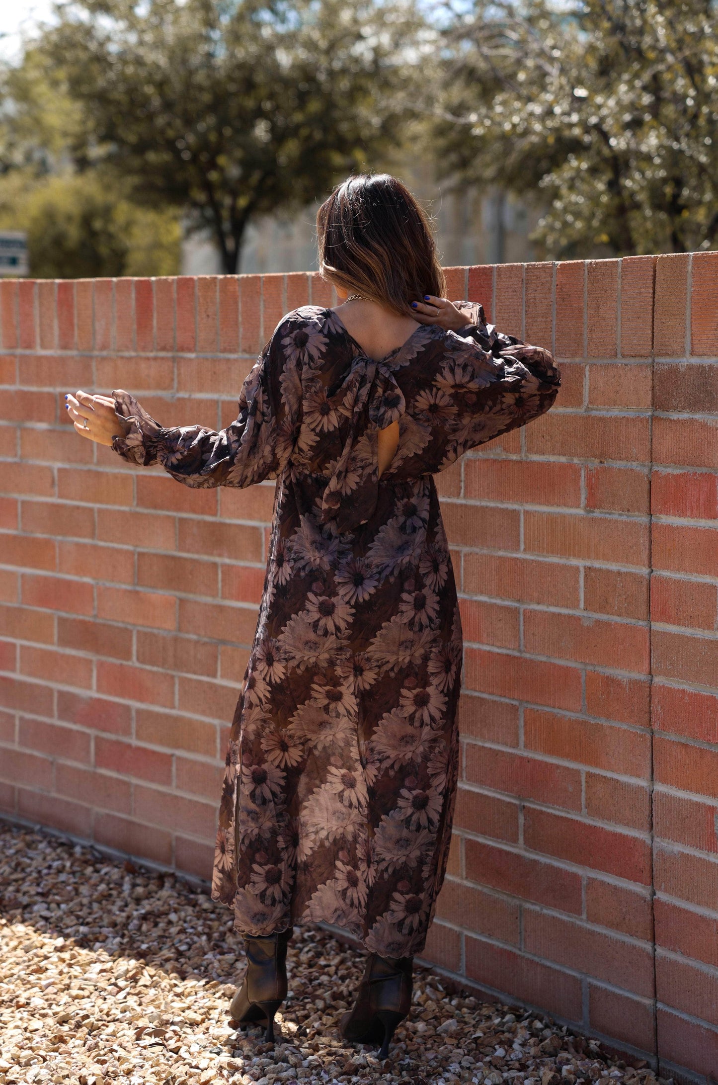 Brown Sunflower Maxi Dress