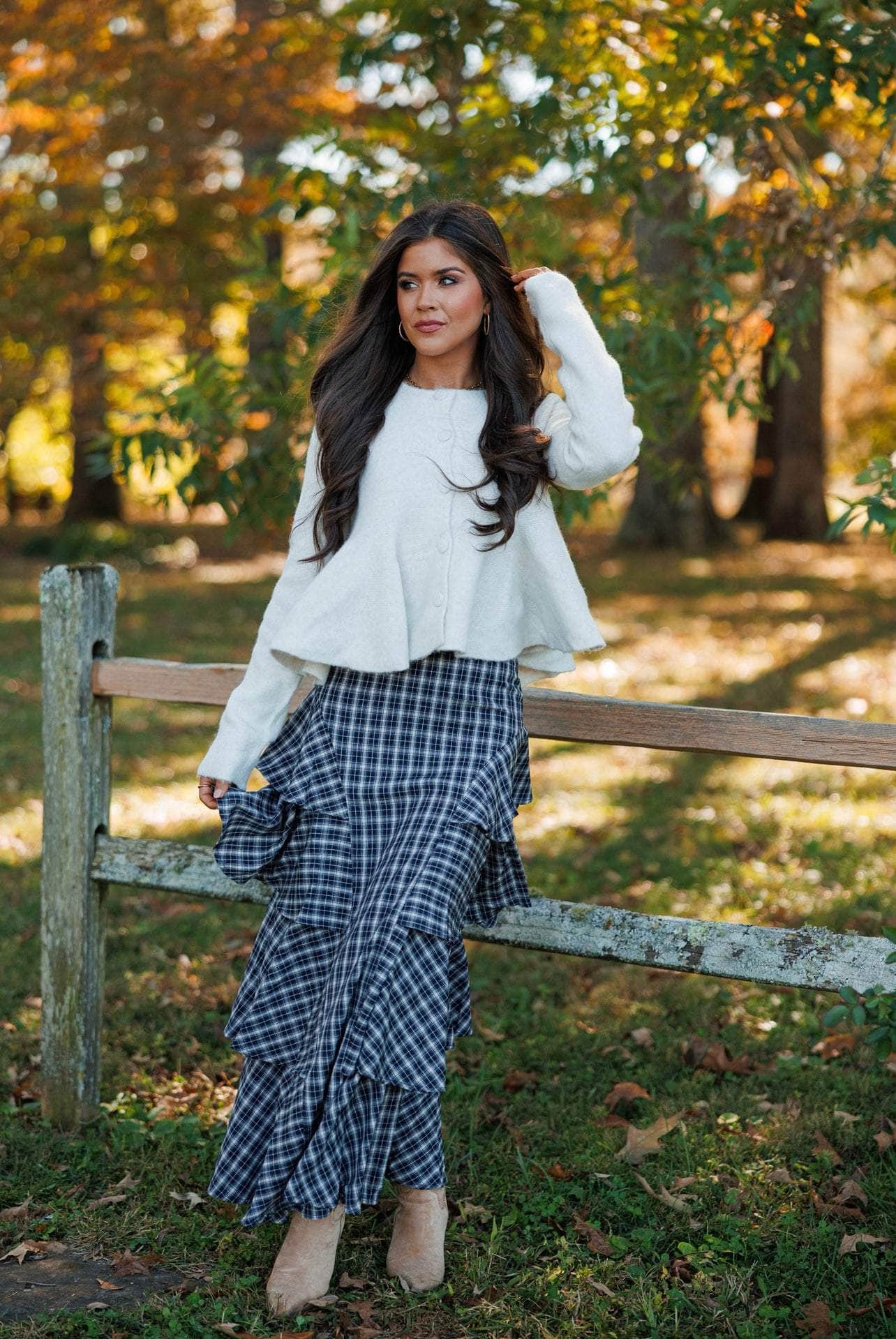 Chateau Check Maxi Skirt