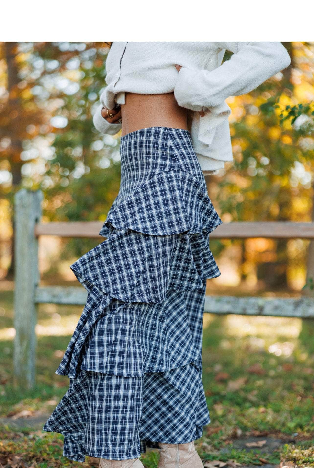 Chateau Check Maxi Skirt
