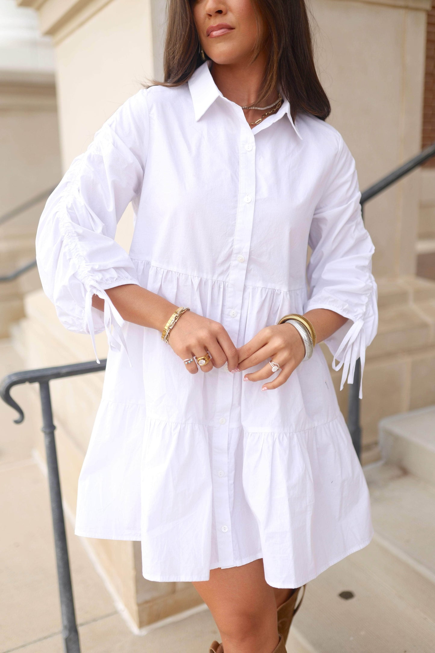 Collared Button Up Mini Dress