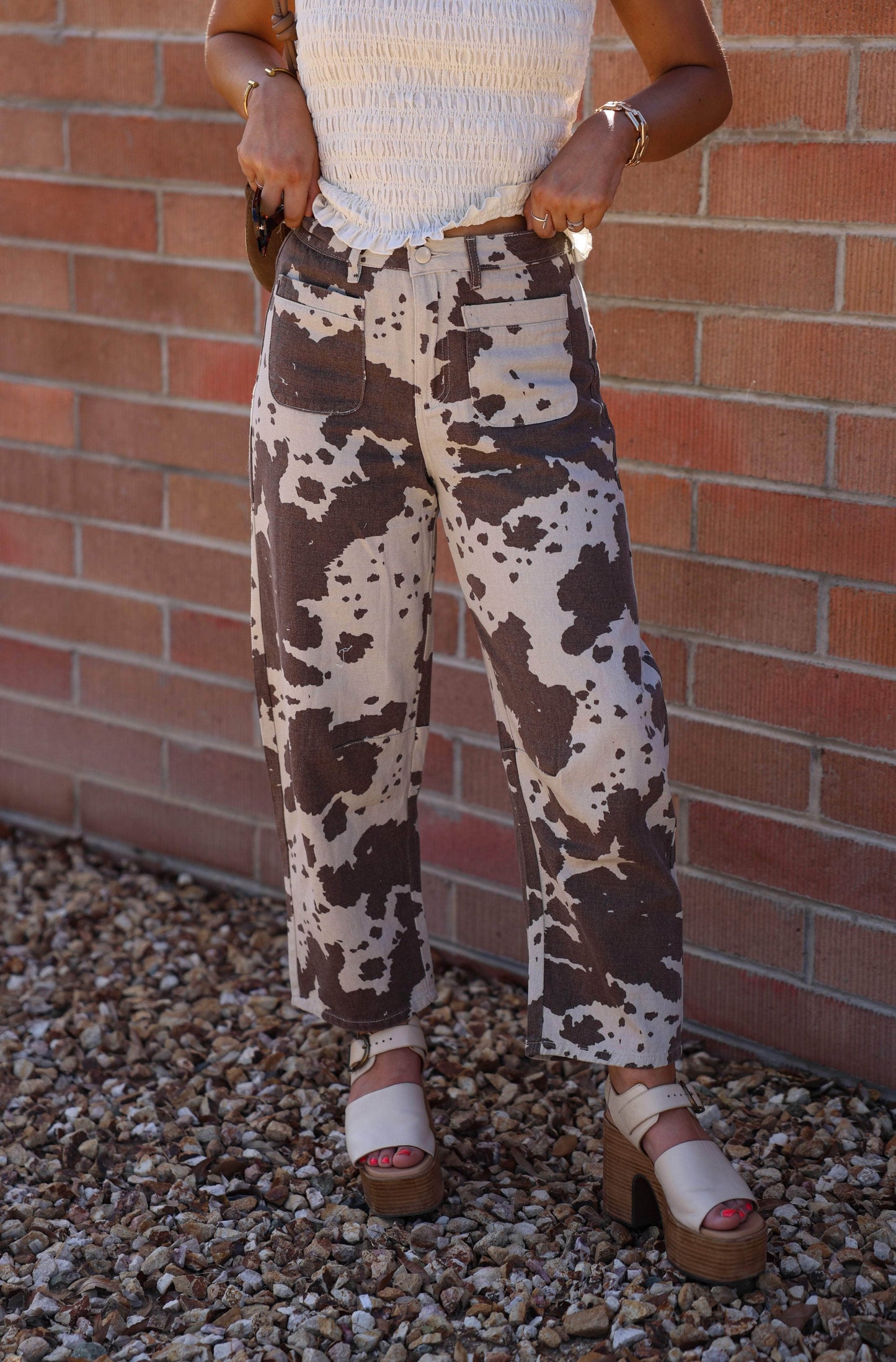 Cow Print Barrel Pants