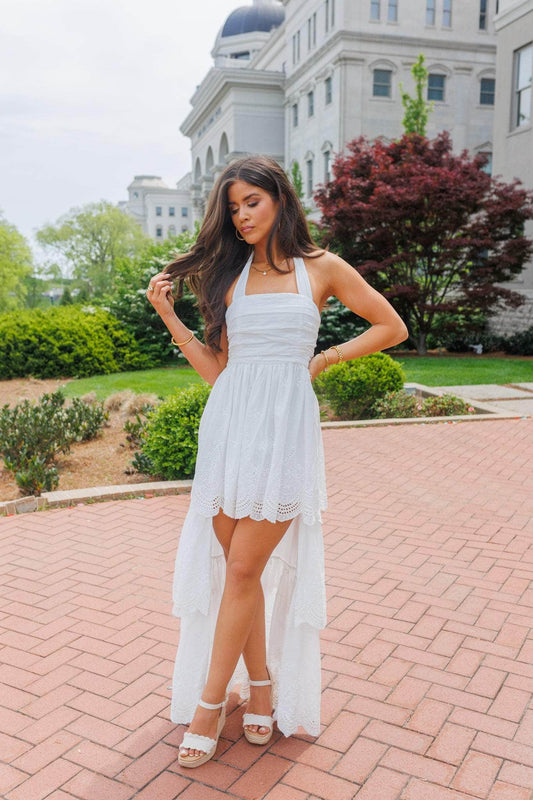 Eyelet High Low Maxi Dress