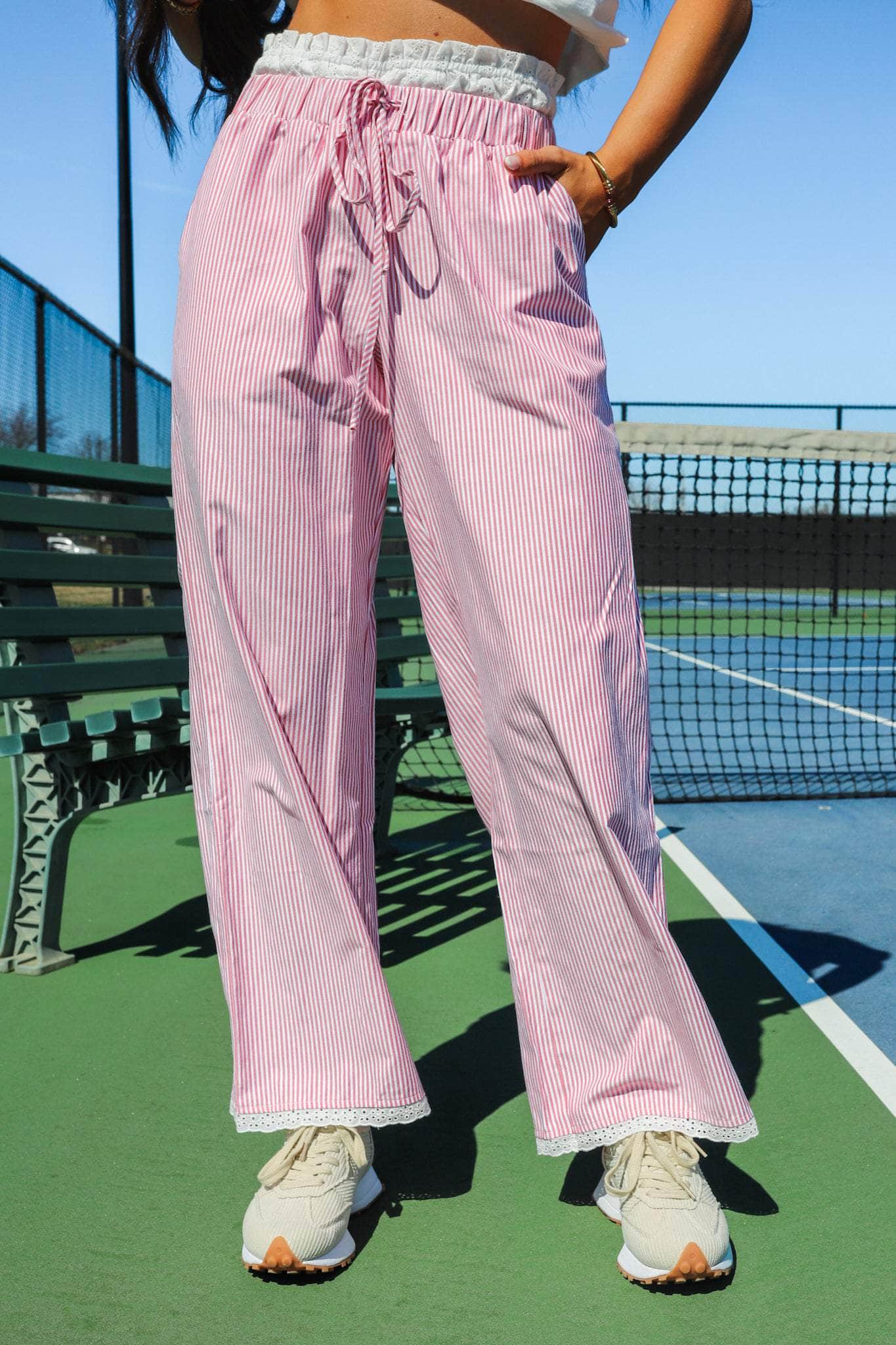 Eyelet Striped Boxer Pants