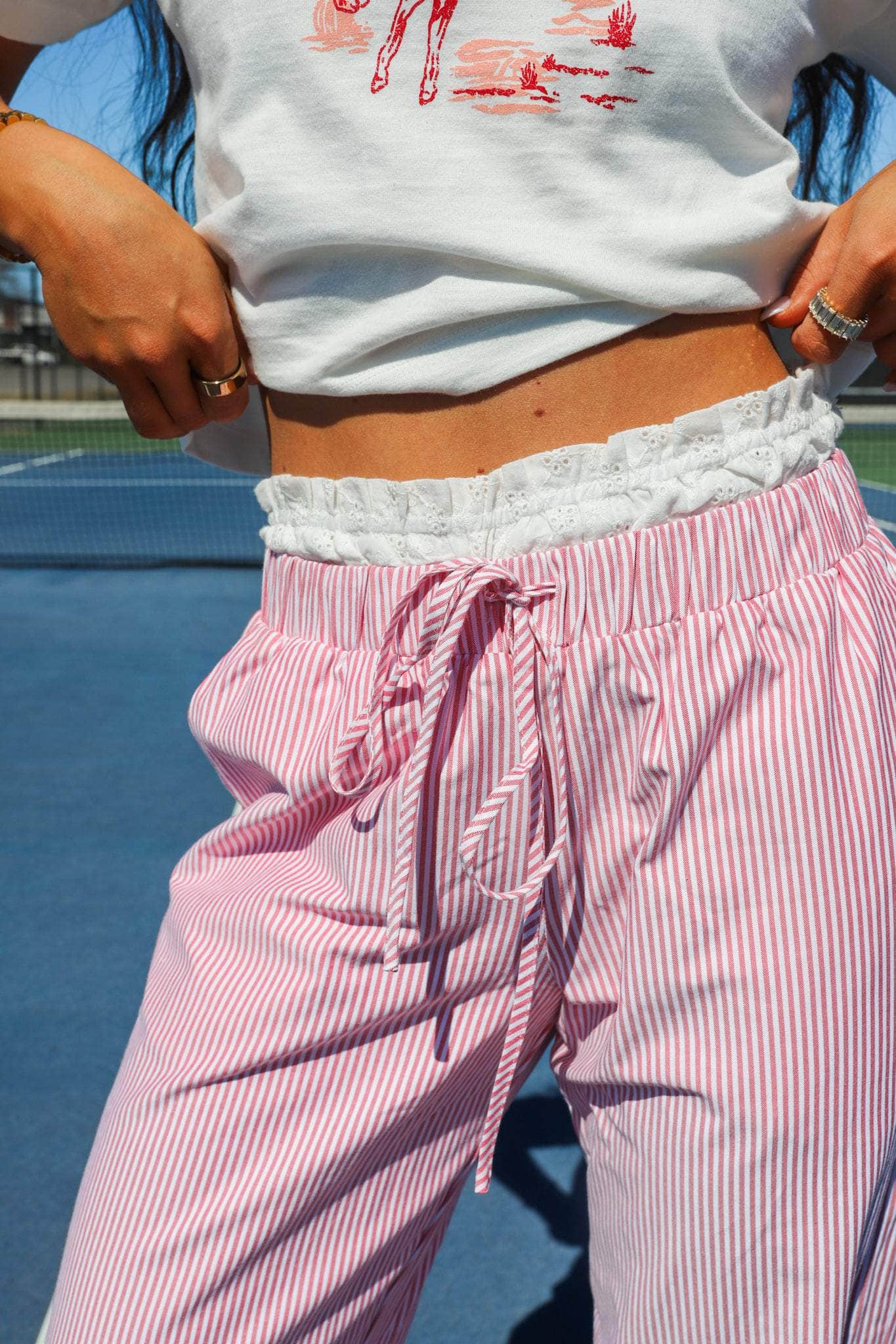Eyelet Striped Boxer Pants