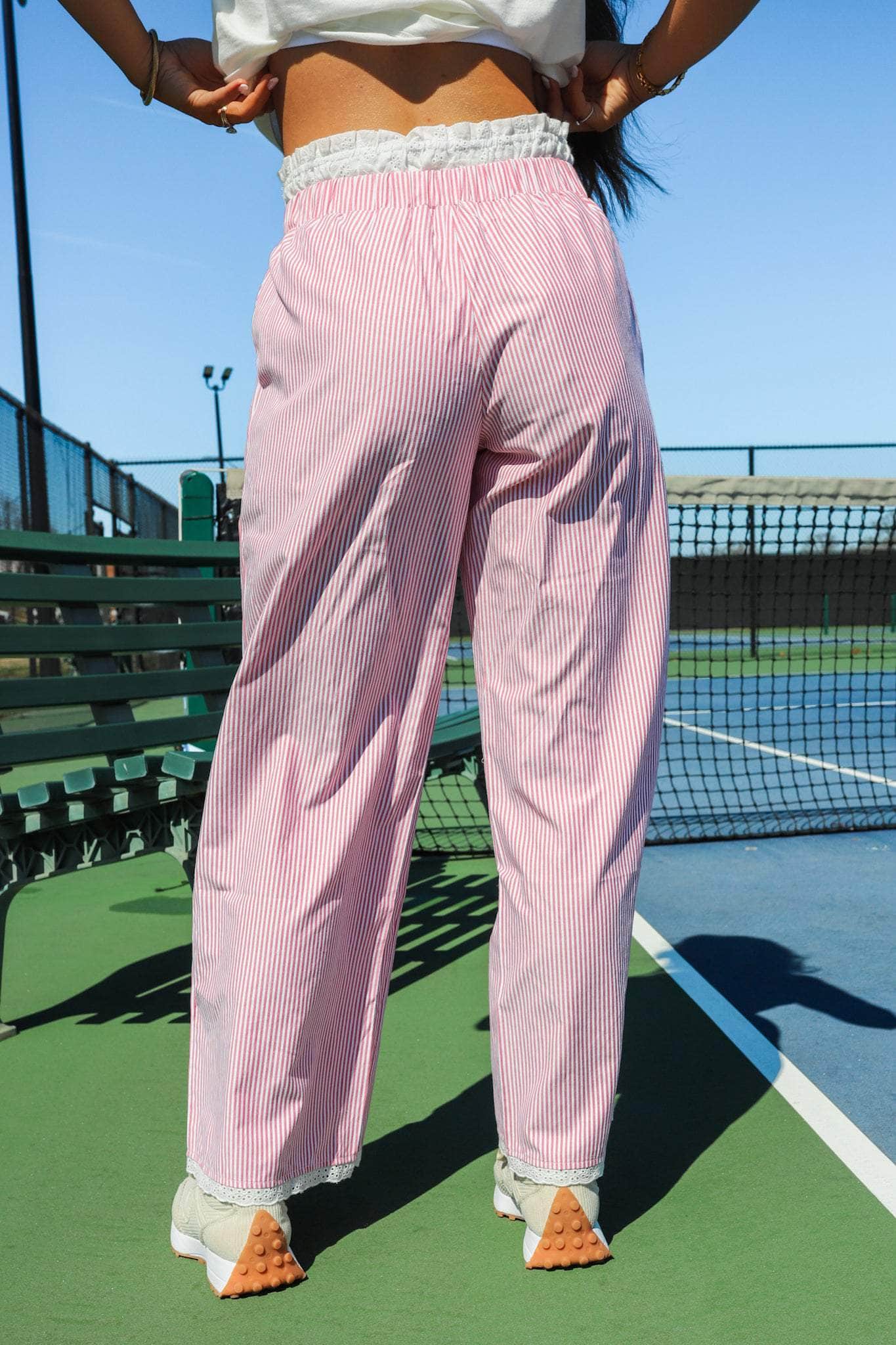 Eyelet Striped Boxer Pants