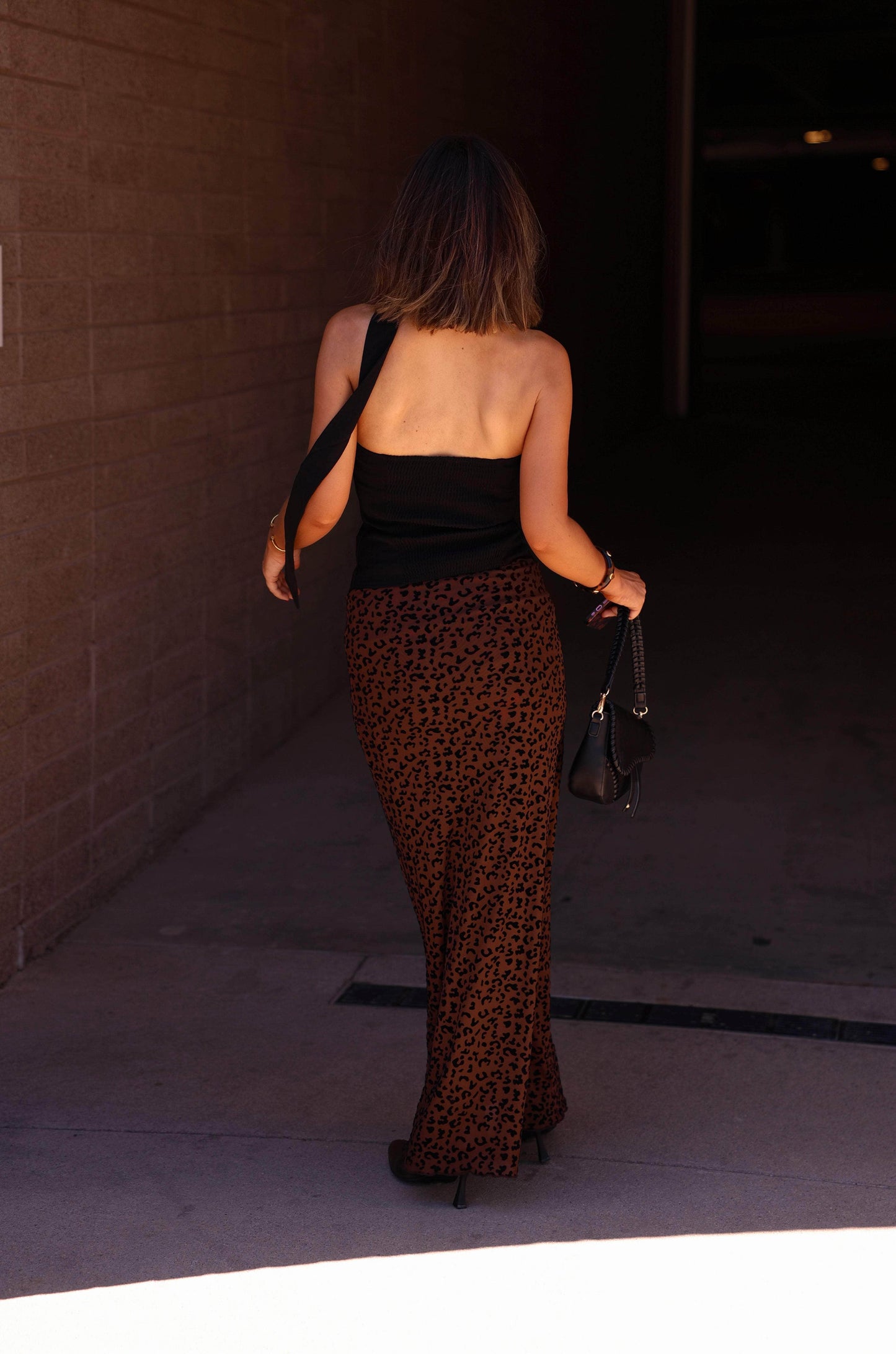 Taupe Leopard Mesh Maxi Skirt