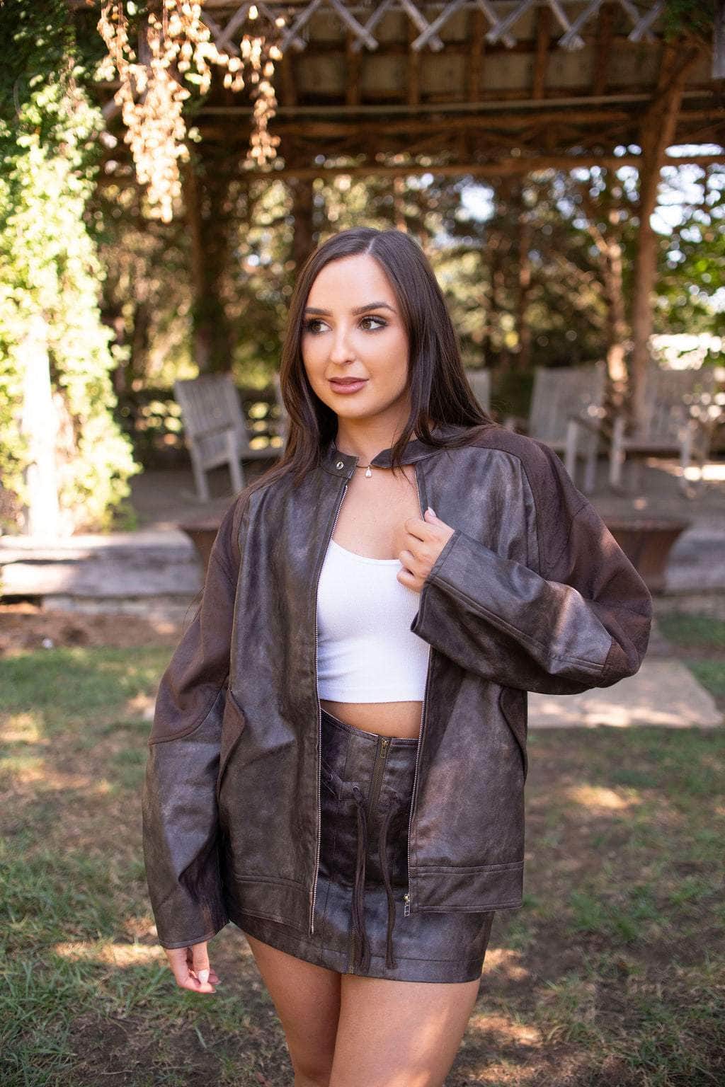 Espresso Faux Leather Mini Skirt