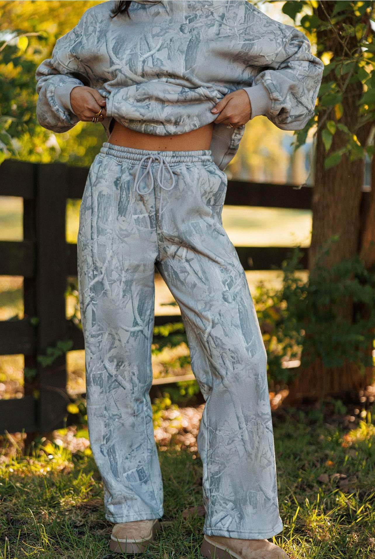 Grey Camo Print Sweatpants