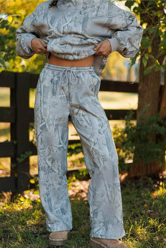 Grey Camo Print Sweatpants