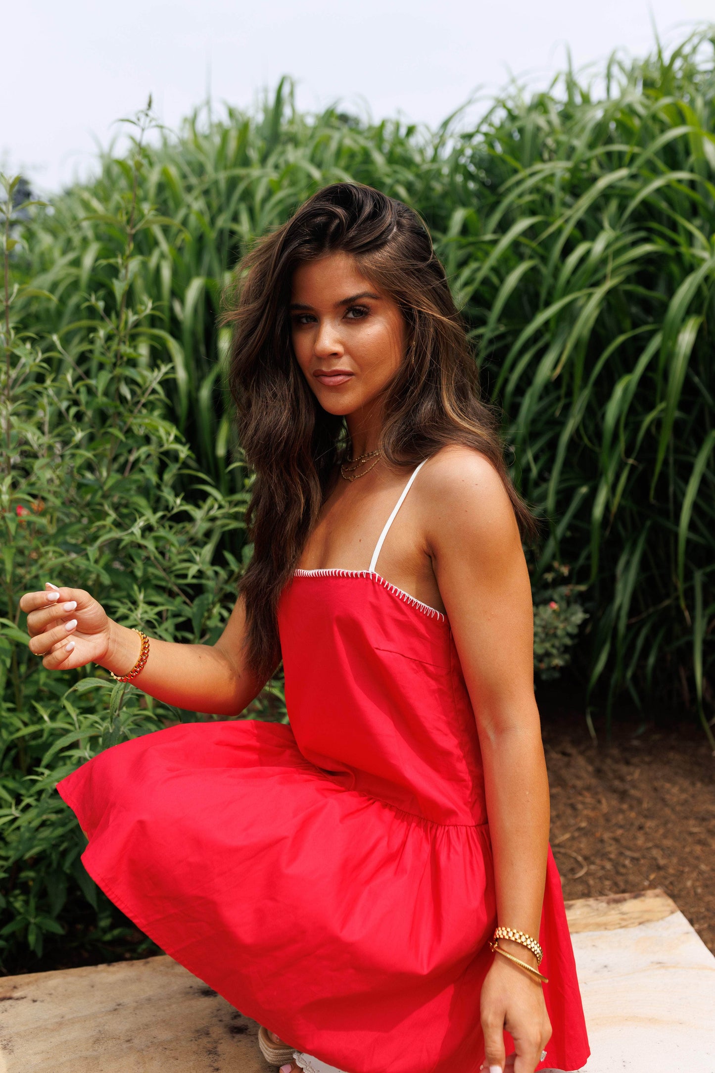 Red Poplin Mini Dress