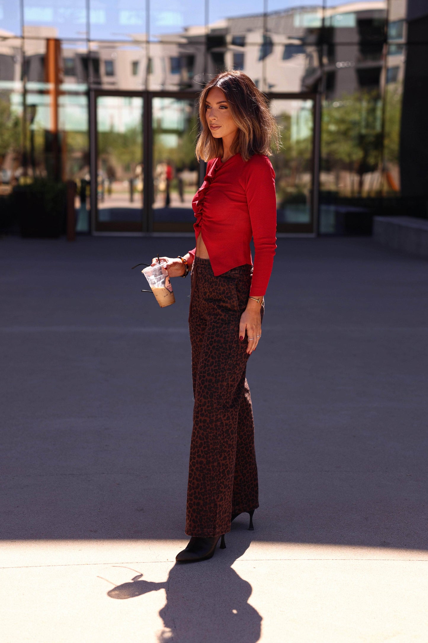 Leopard Print Denim Track Pants