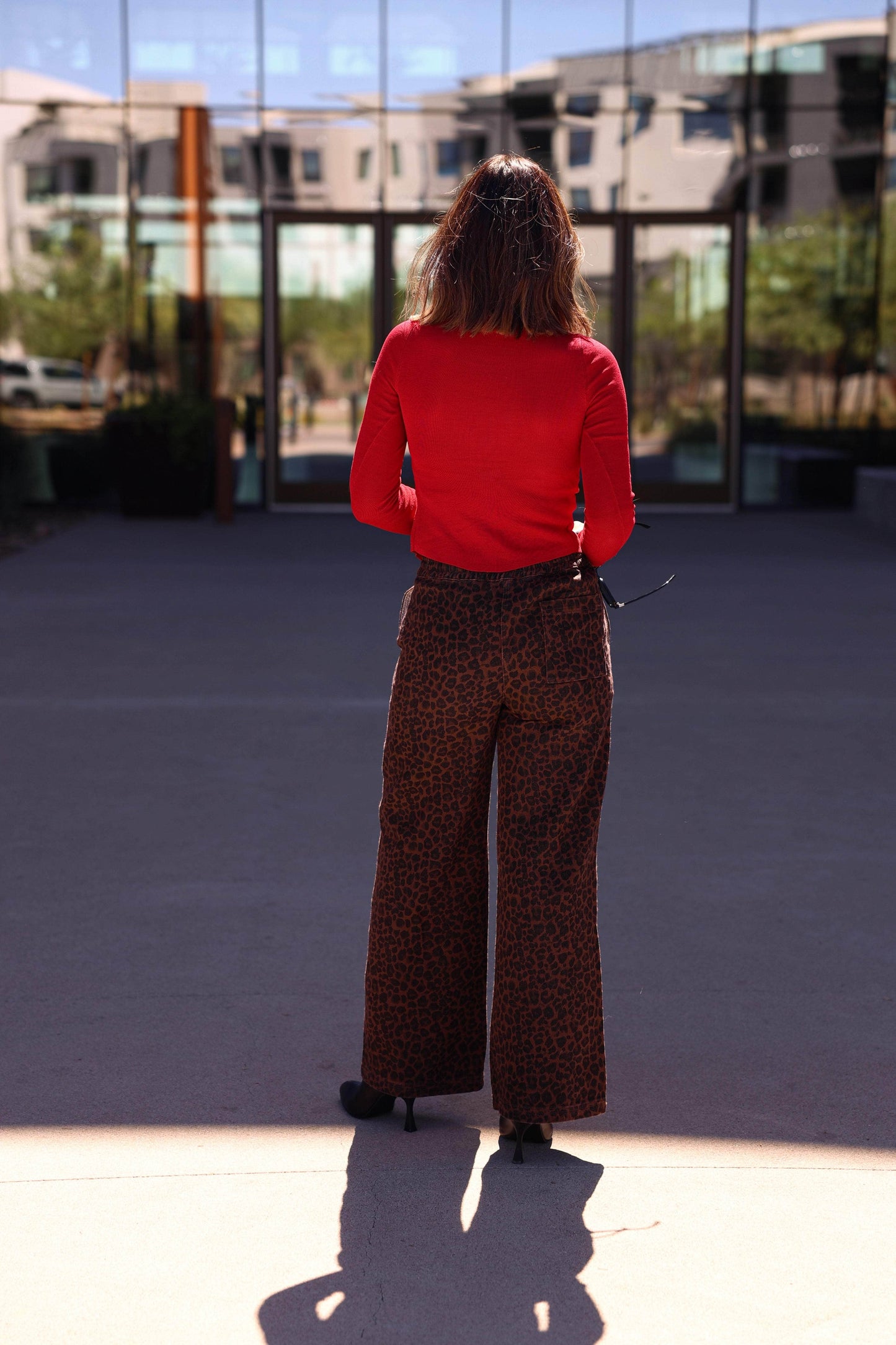 Leopard Print Denim Track Pants