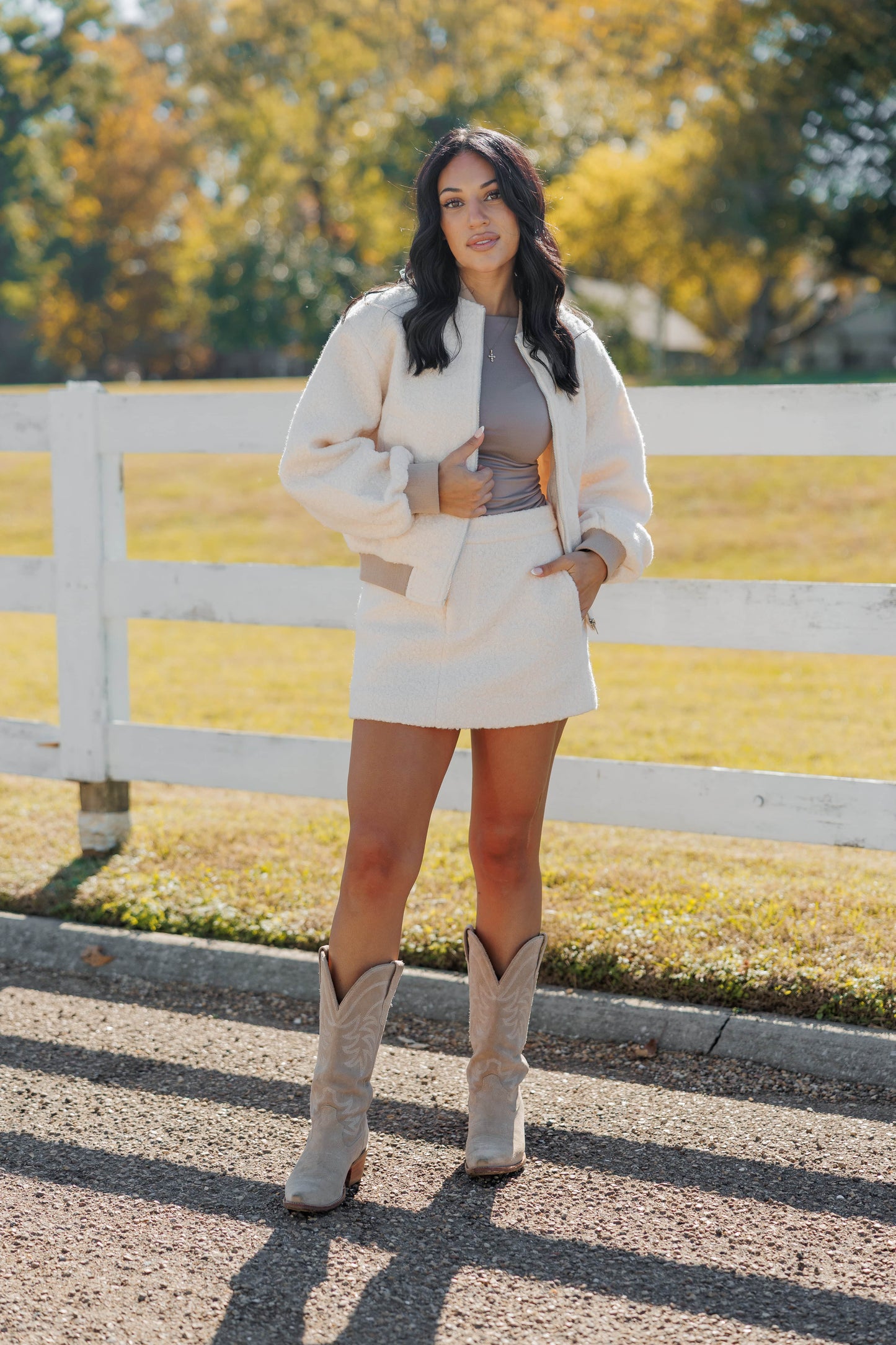 Ivory Fleece Mini Skirt