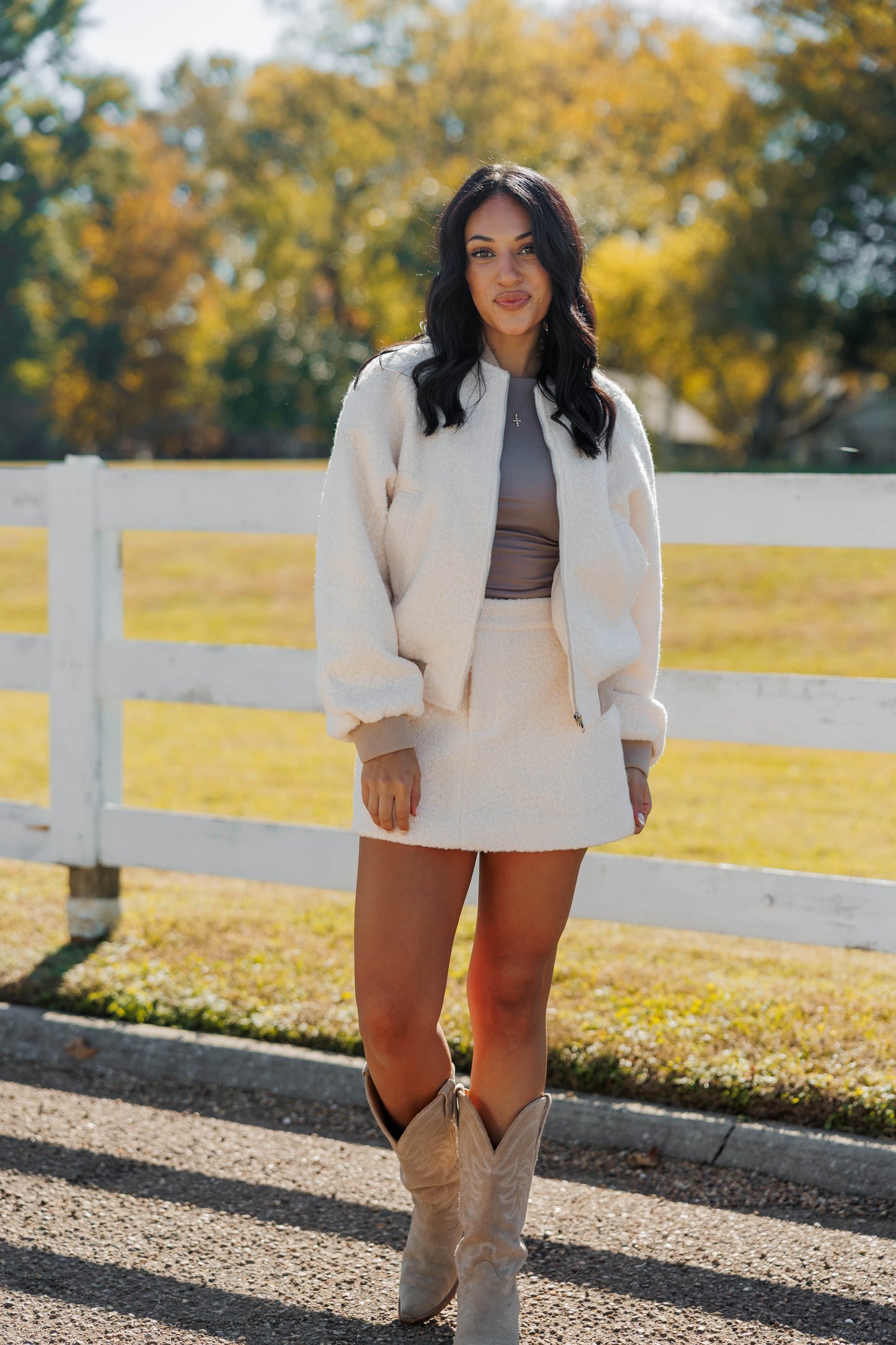 Ivory Fleece Mini Skirt
