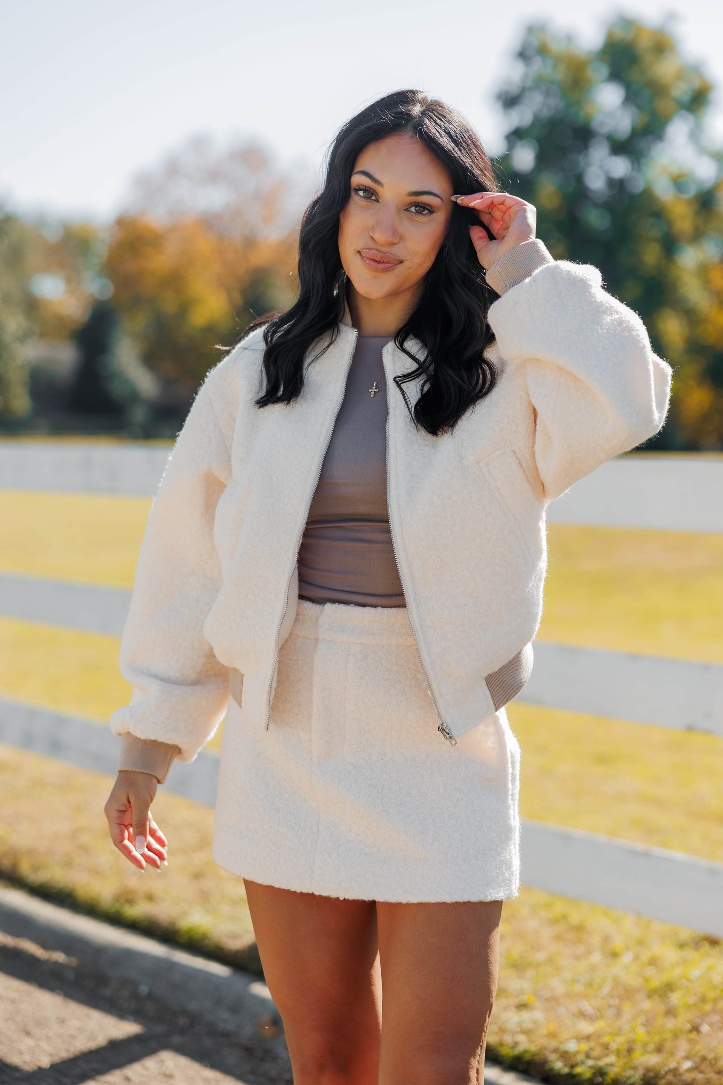 Ivory Fleece Mini Skirt