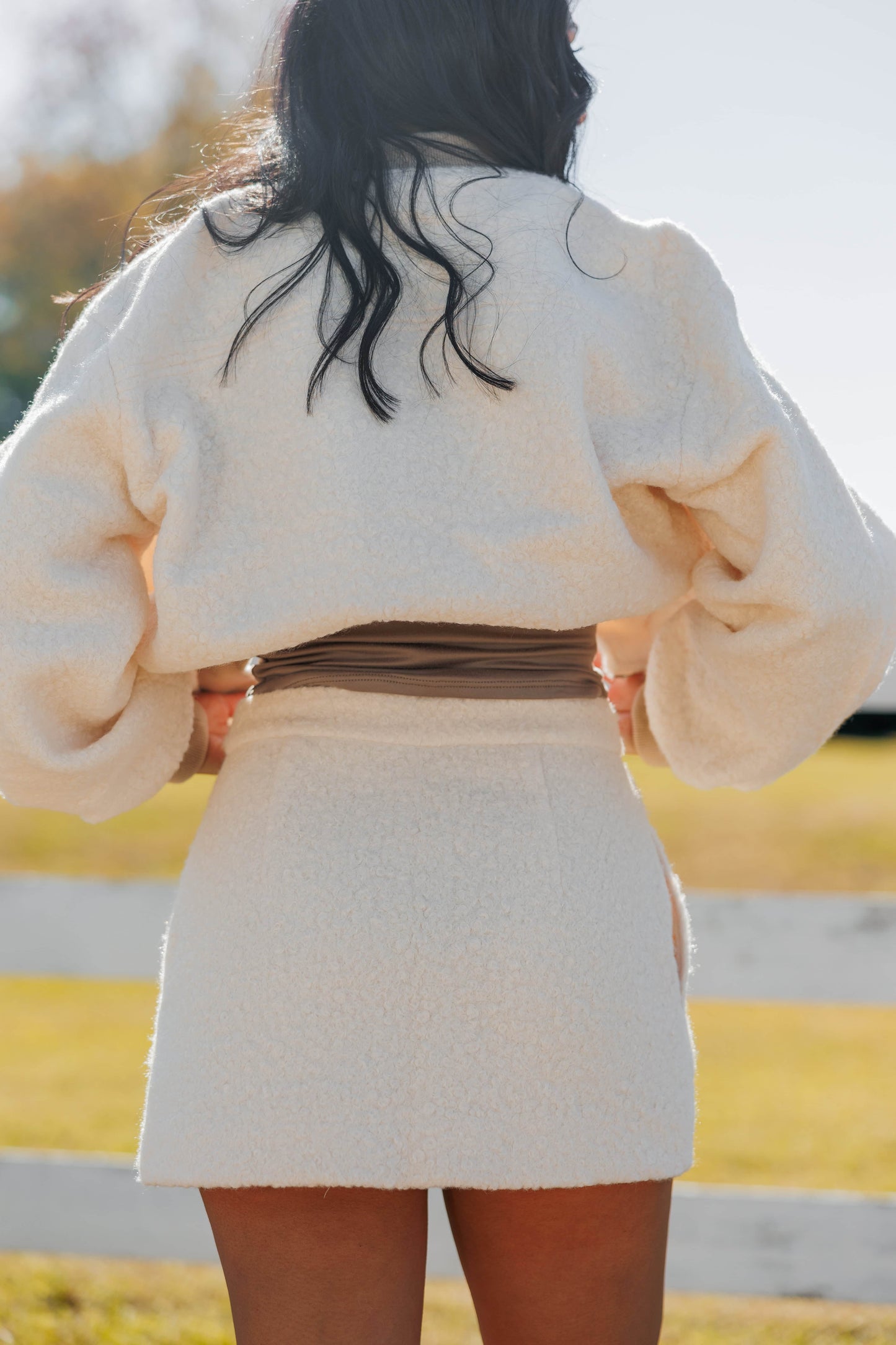 Ivory Fleece Mini Skirt