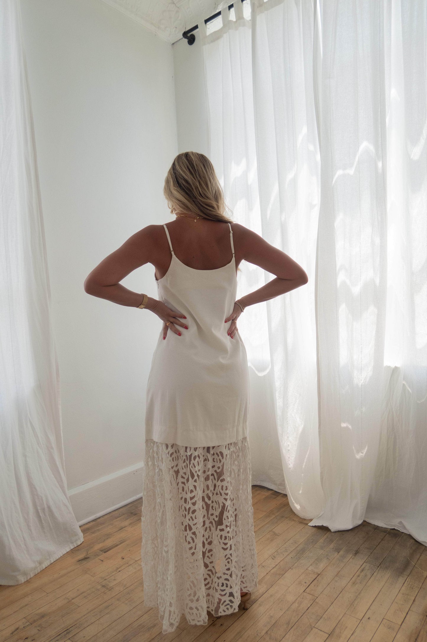 Ivory Rosette Midi Dress