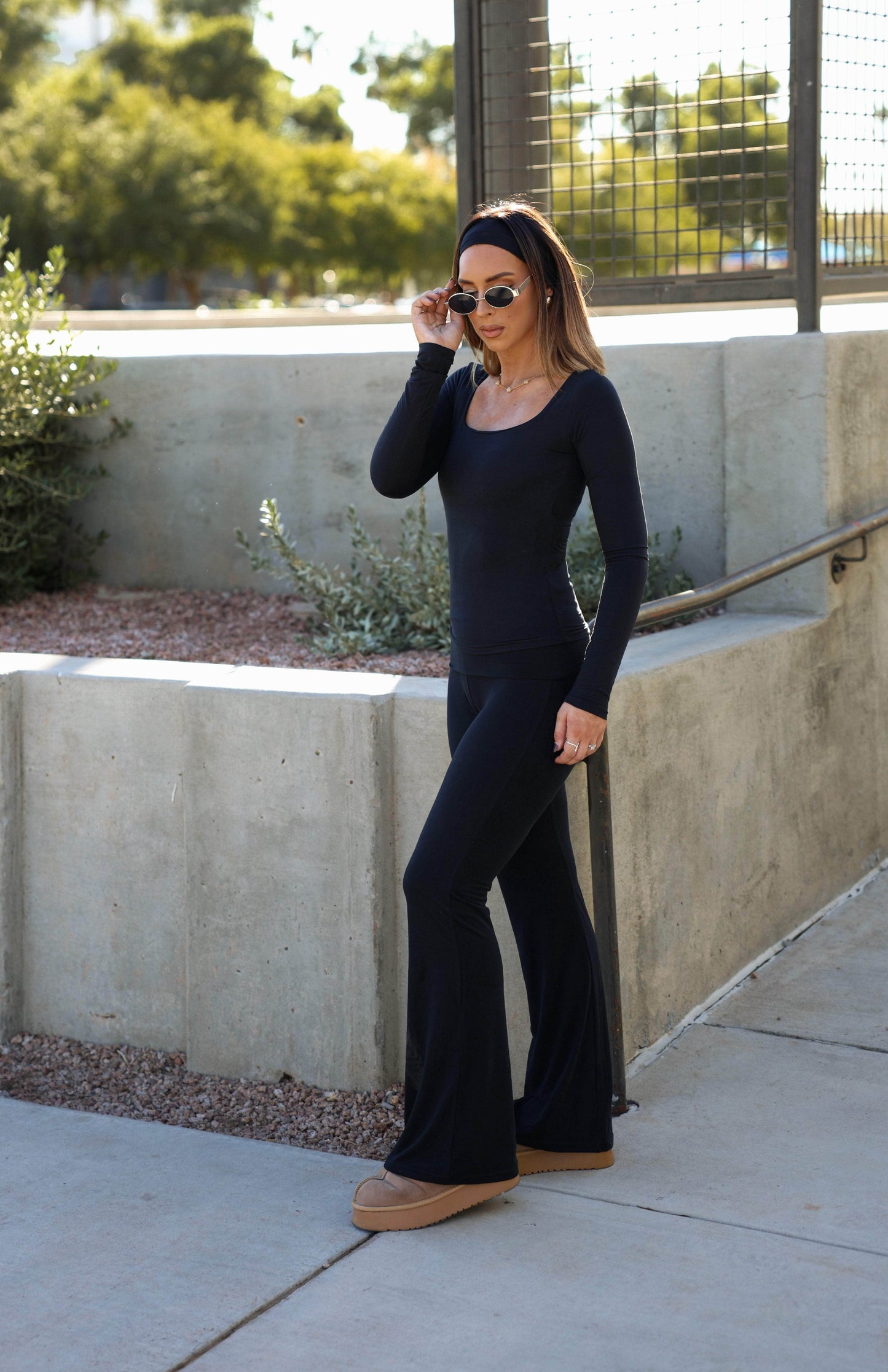 Knit Fold Over Flare Pants