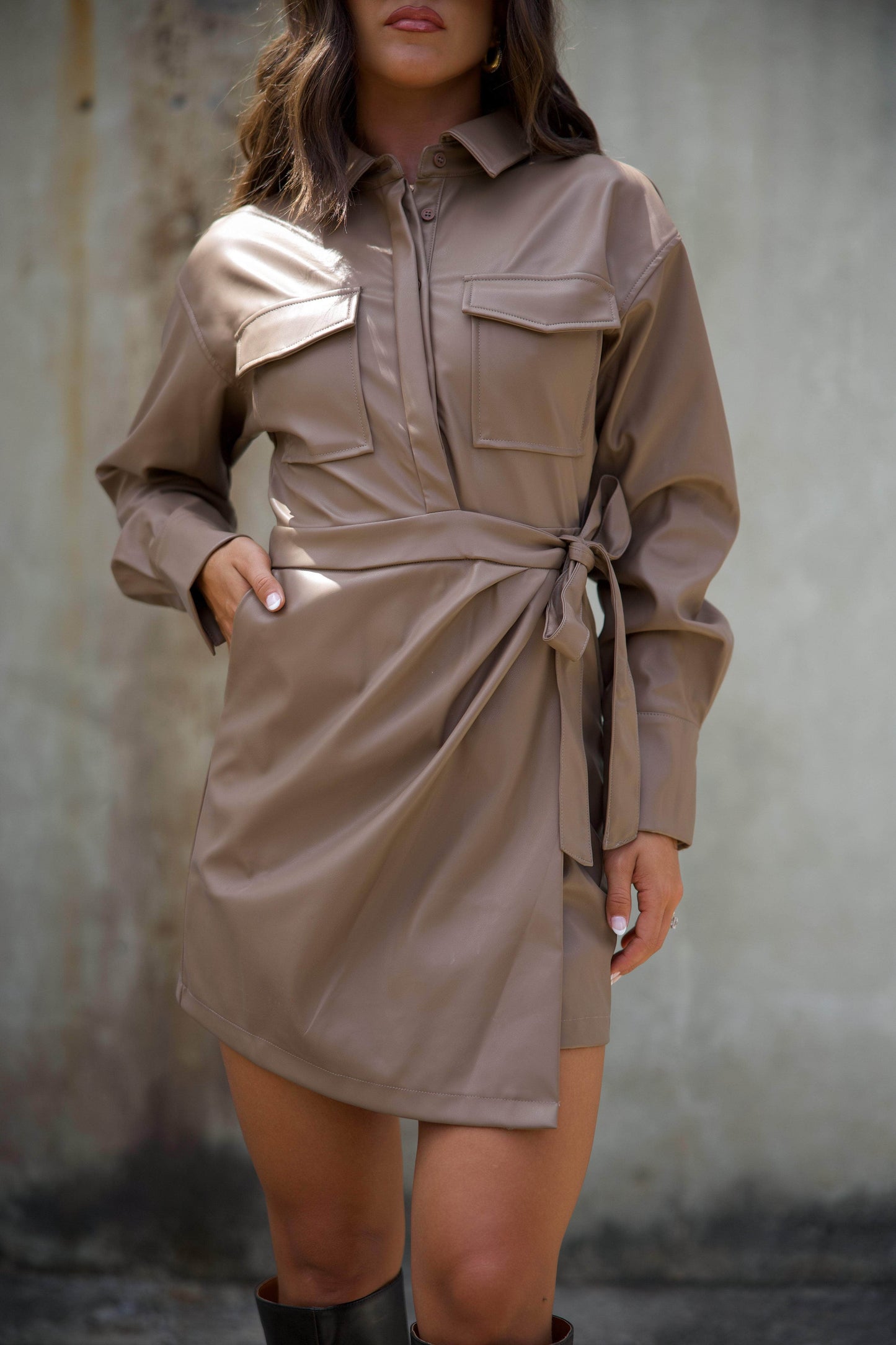 Leather Wrap Dress