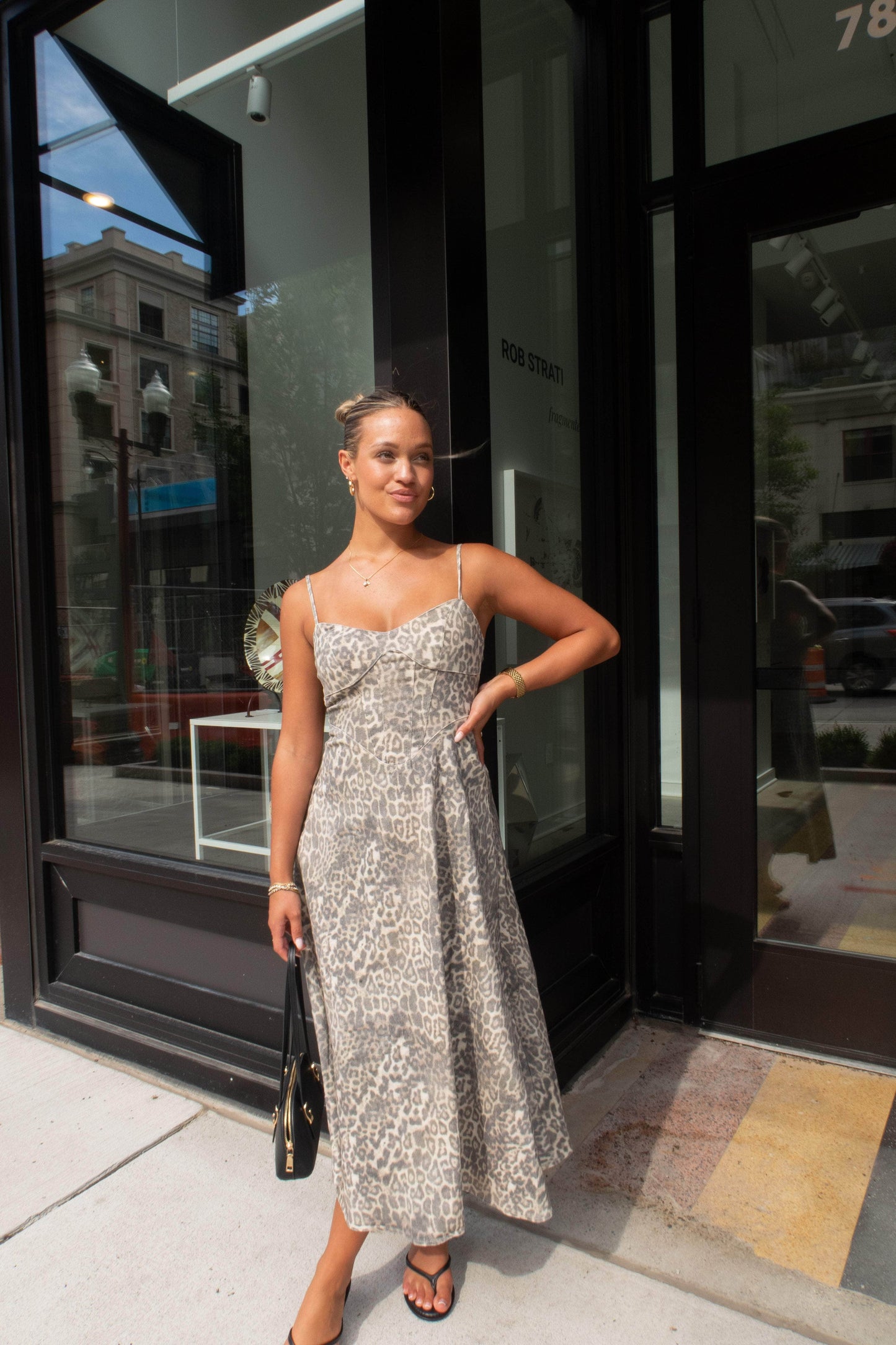 Leopard Corset Midi Dress