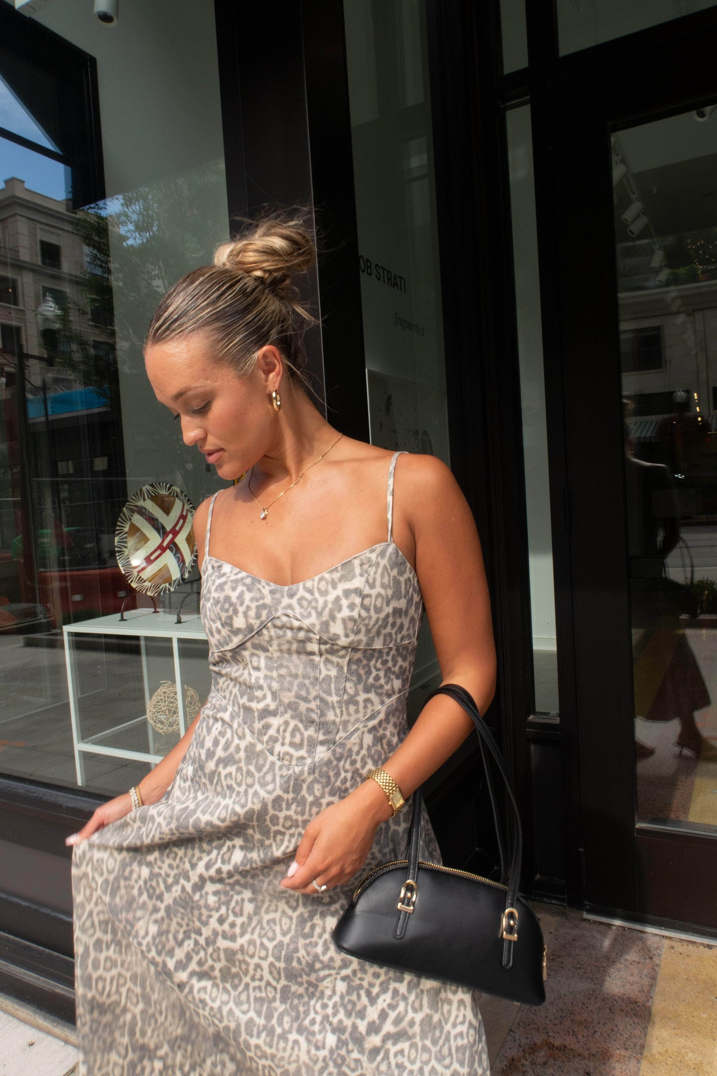 Leopard Corset Midi Dress