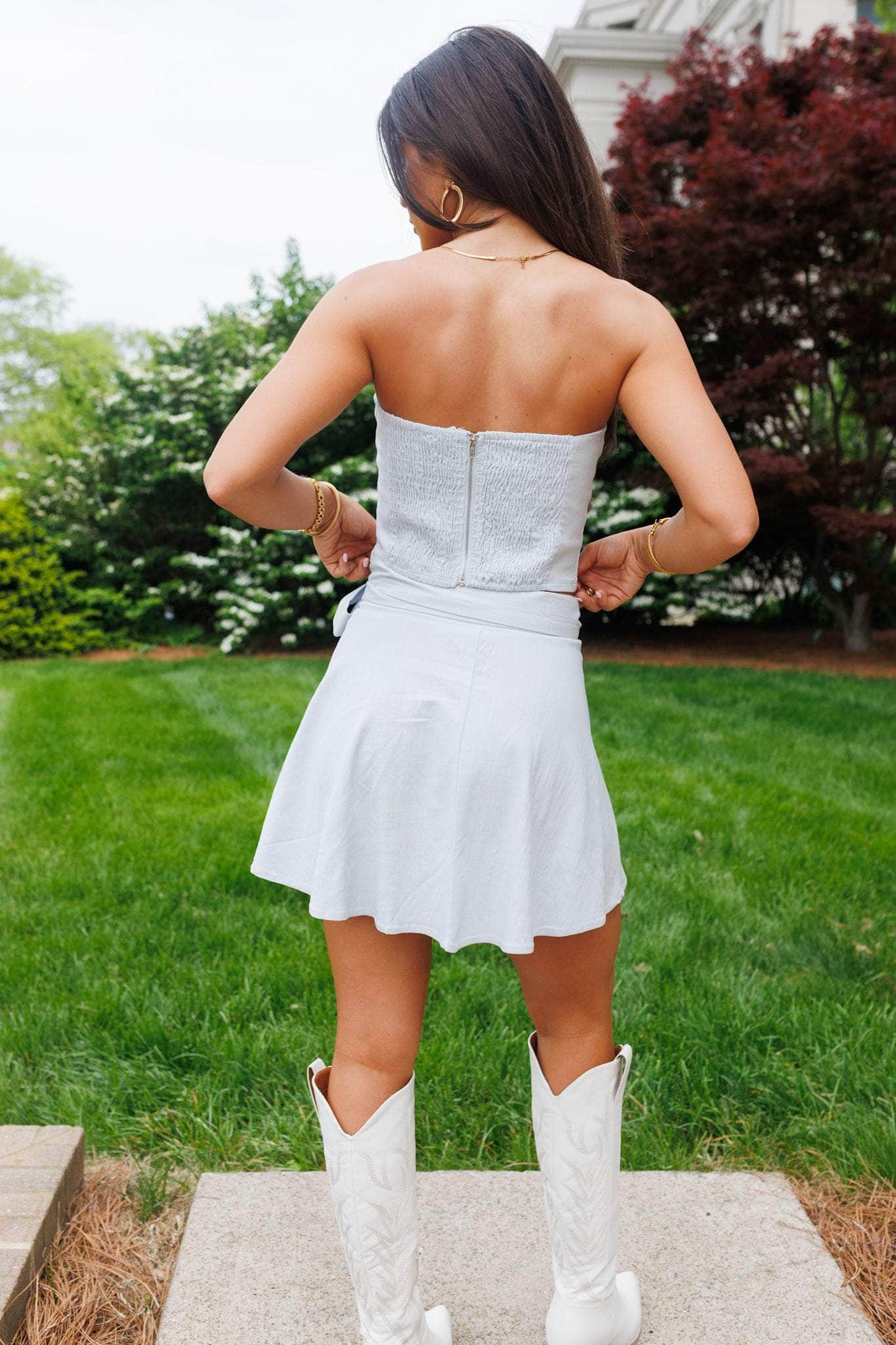 Light Blue Linen Wrap Skirt