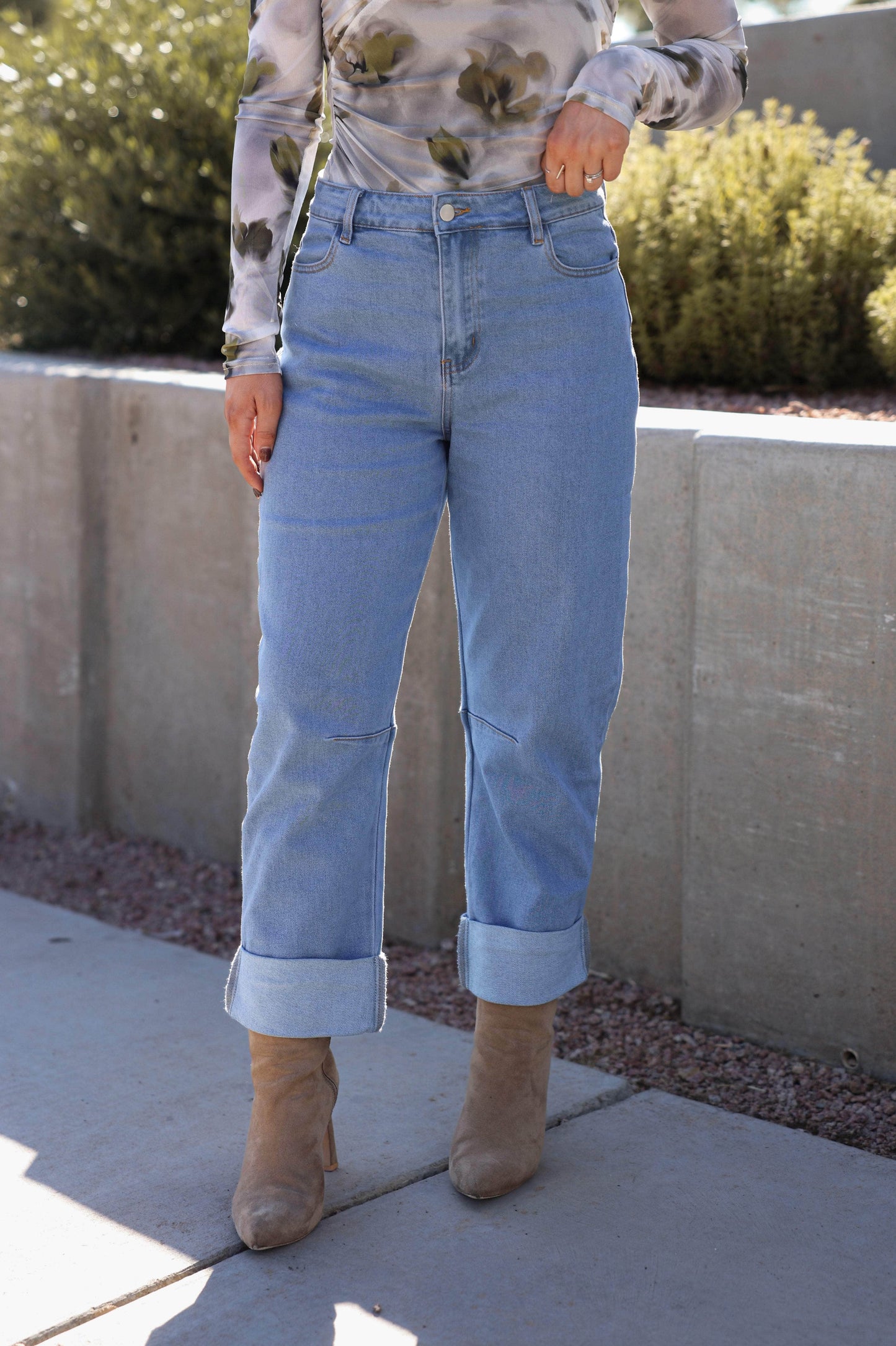 Light Denim Barrel Denim Pants
