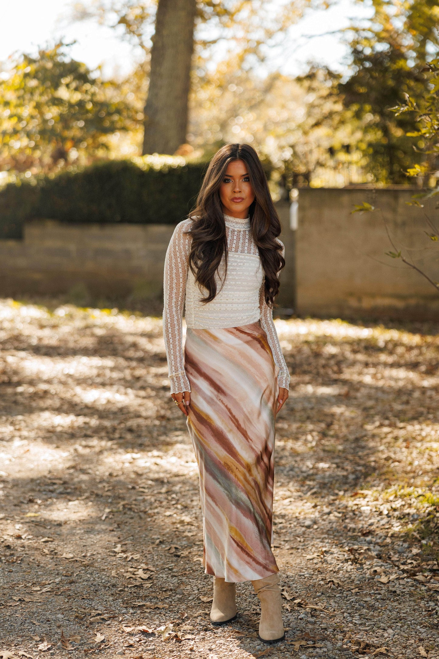 Marble Satin Maxi Skirt