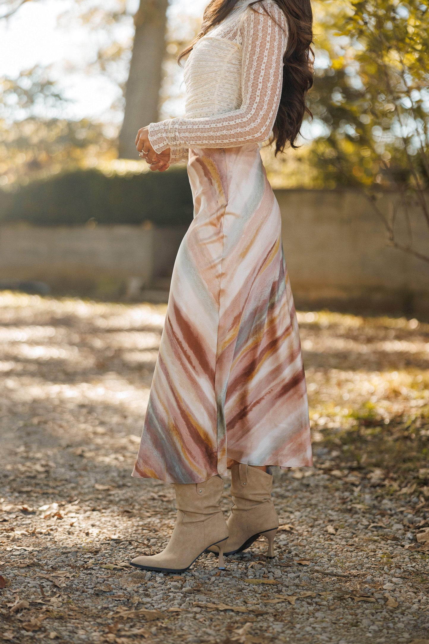 Marble Satin Maxi Skirt