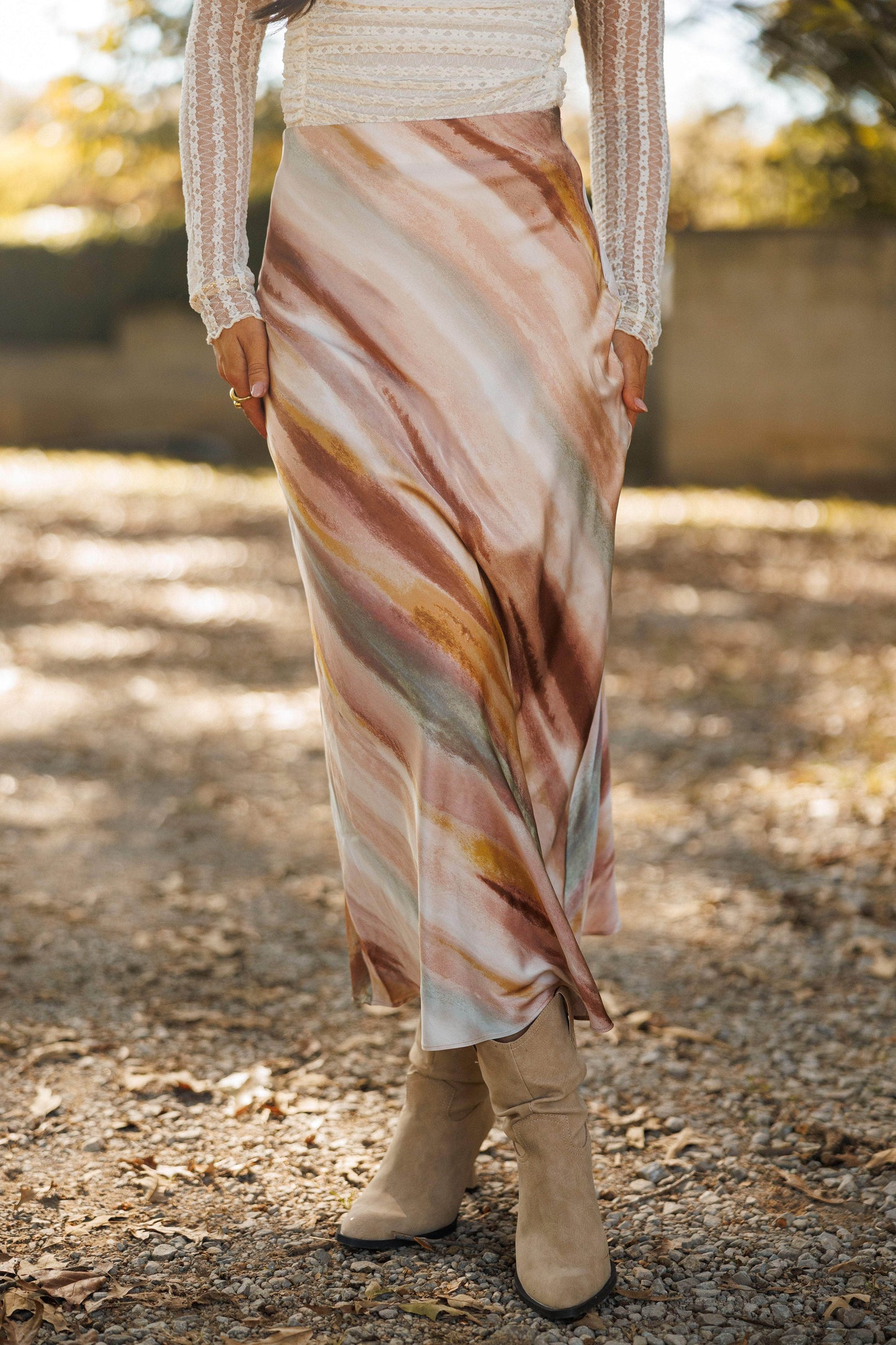 Marble Satin Maxi Skirt