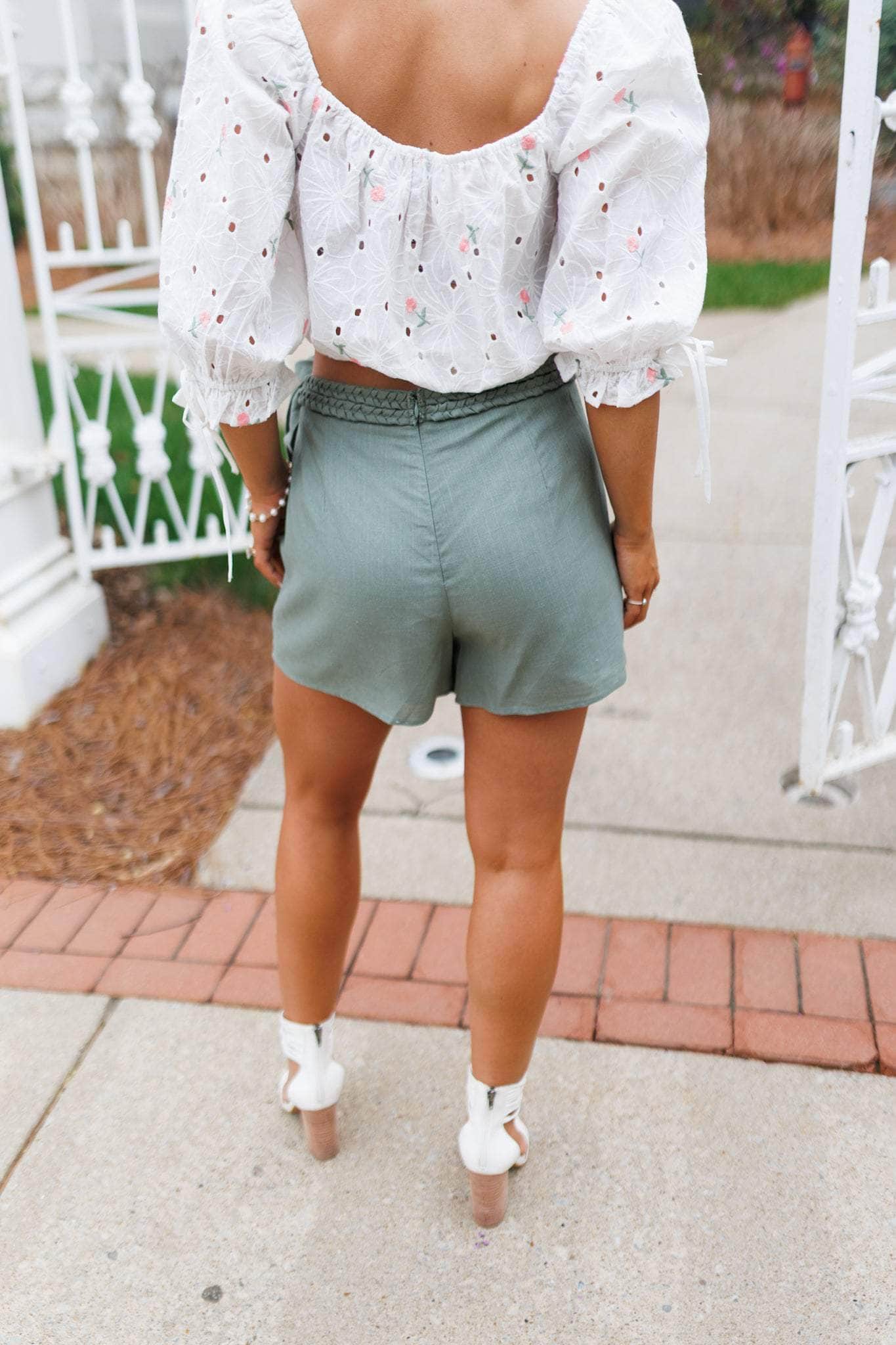 Olive Braided Tie Skort