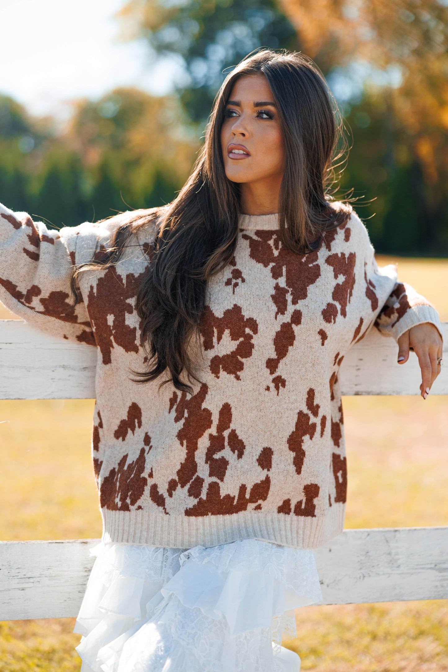Oversized Cow Print Sweater