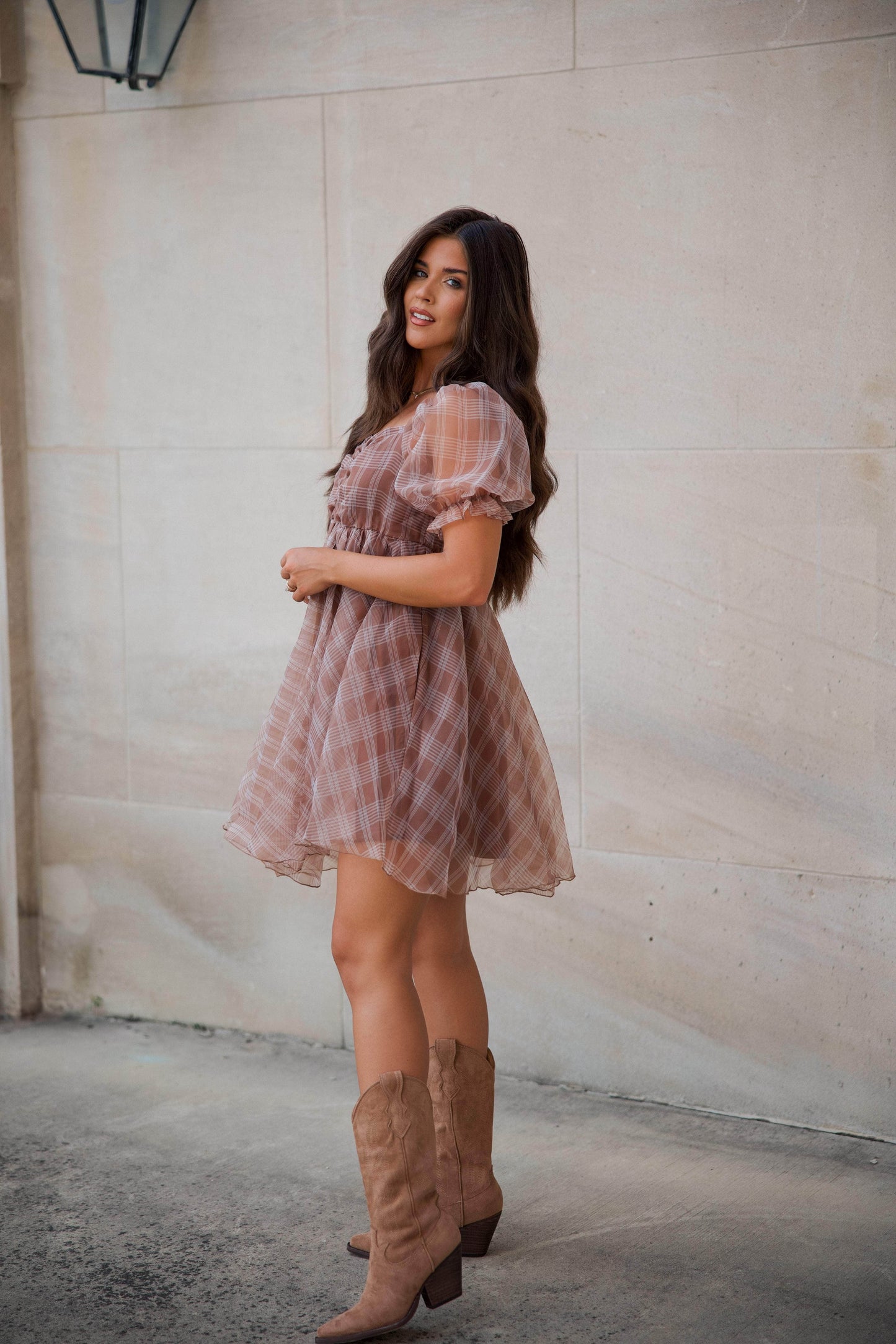 Plaid Babydoll Tulle Dress