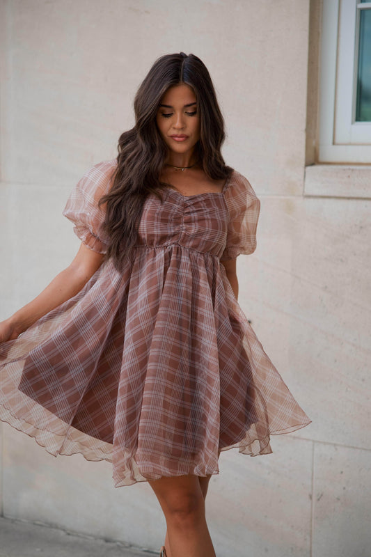 Plaid Babydoll Tulle Dress