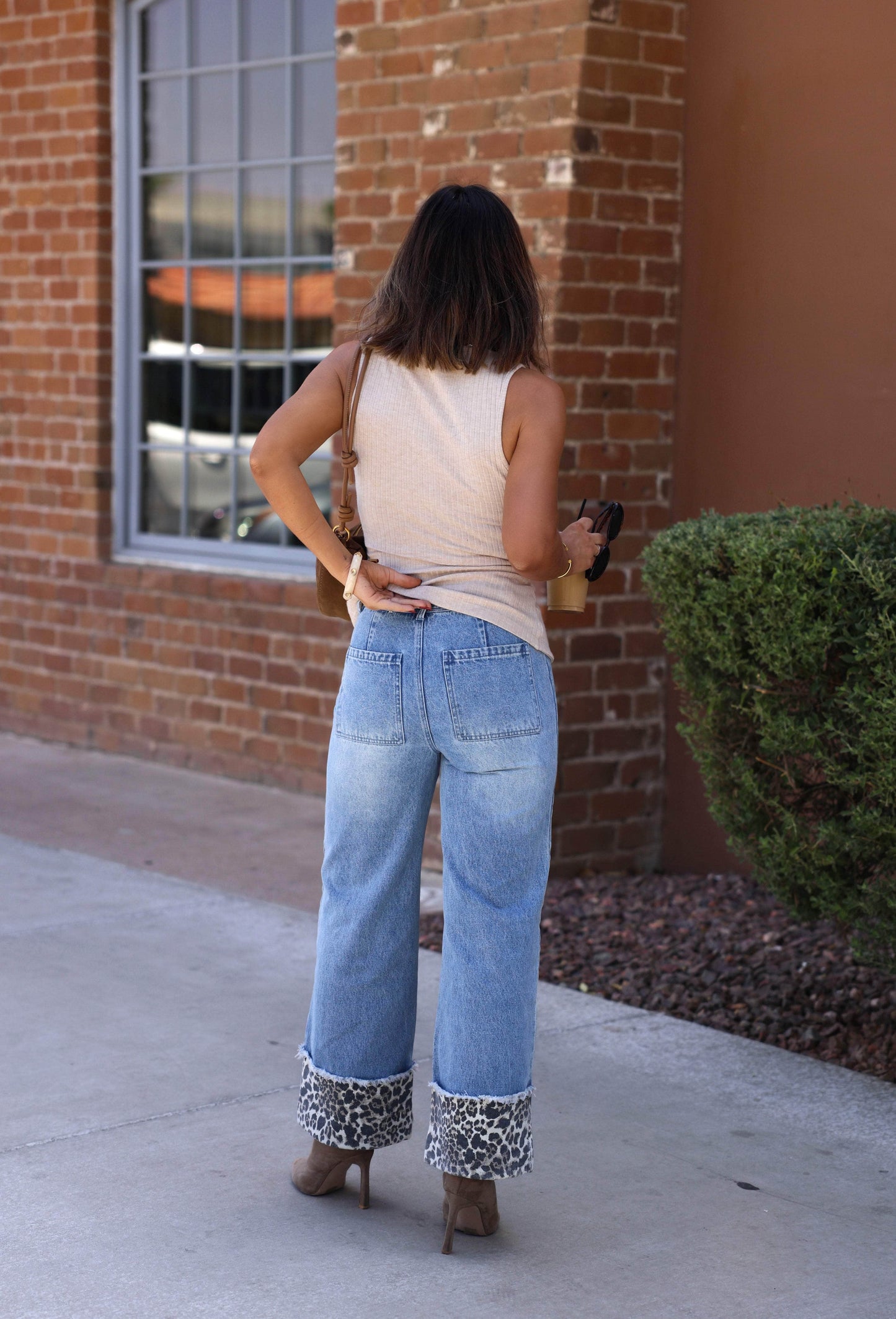 Leopard Cuff Denim Pants