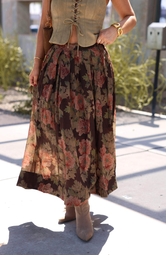 Romanticize Fall Floral Skirt
